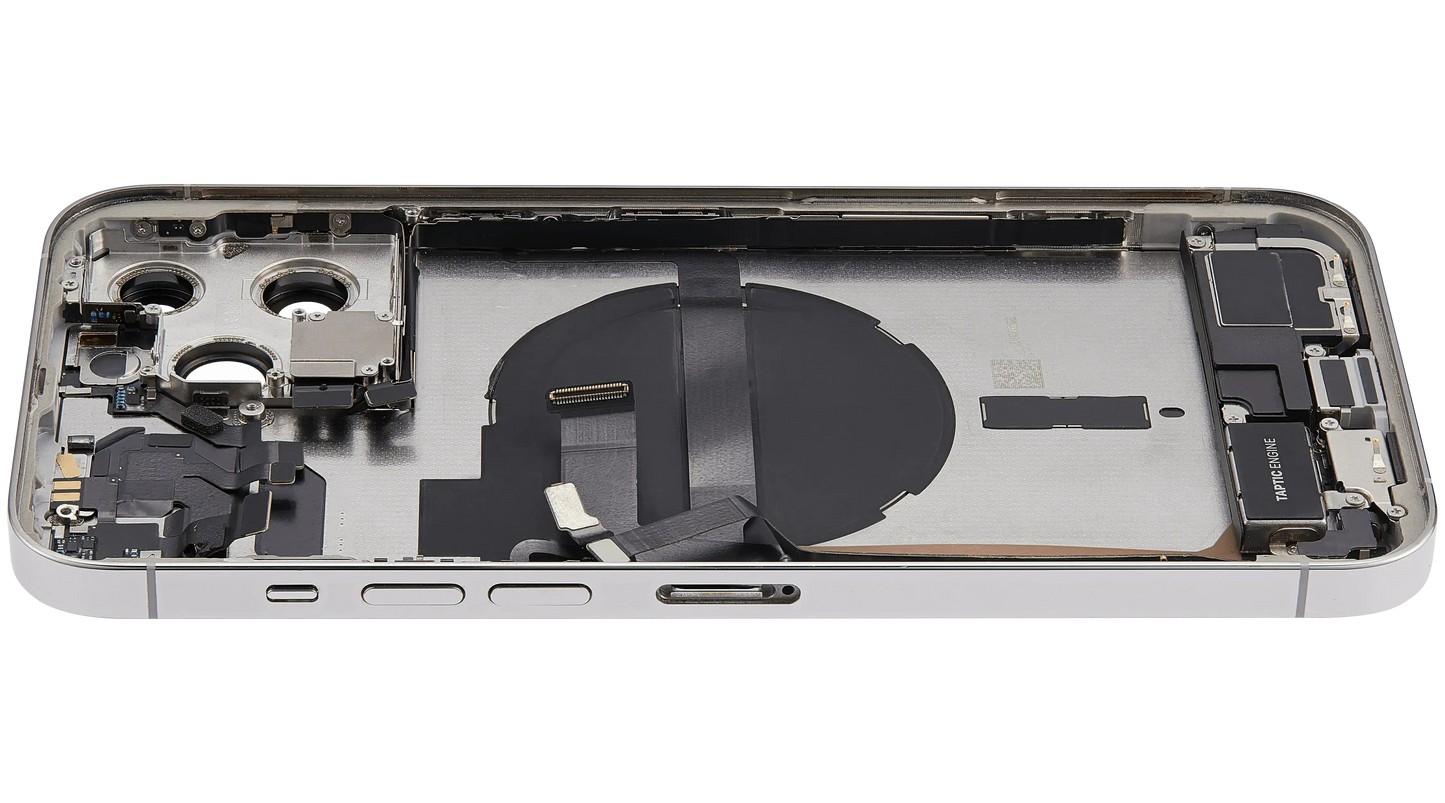 Back Housing W/ Charging Port Flex & Small Parts For iPhone 13 Pro Max (US Version) (Used OEM) (Pull) (Silver)