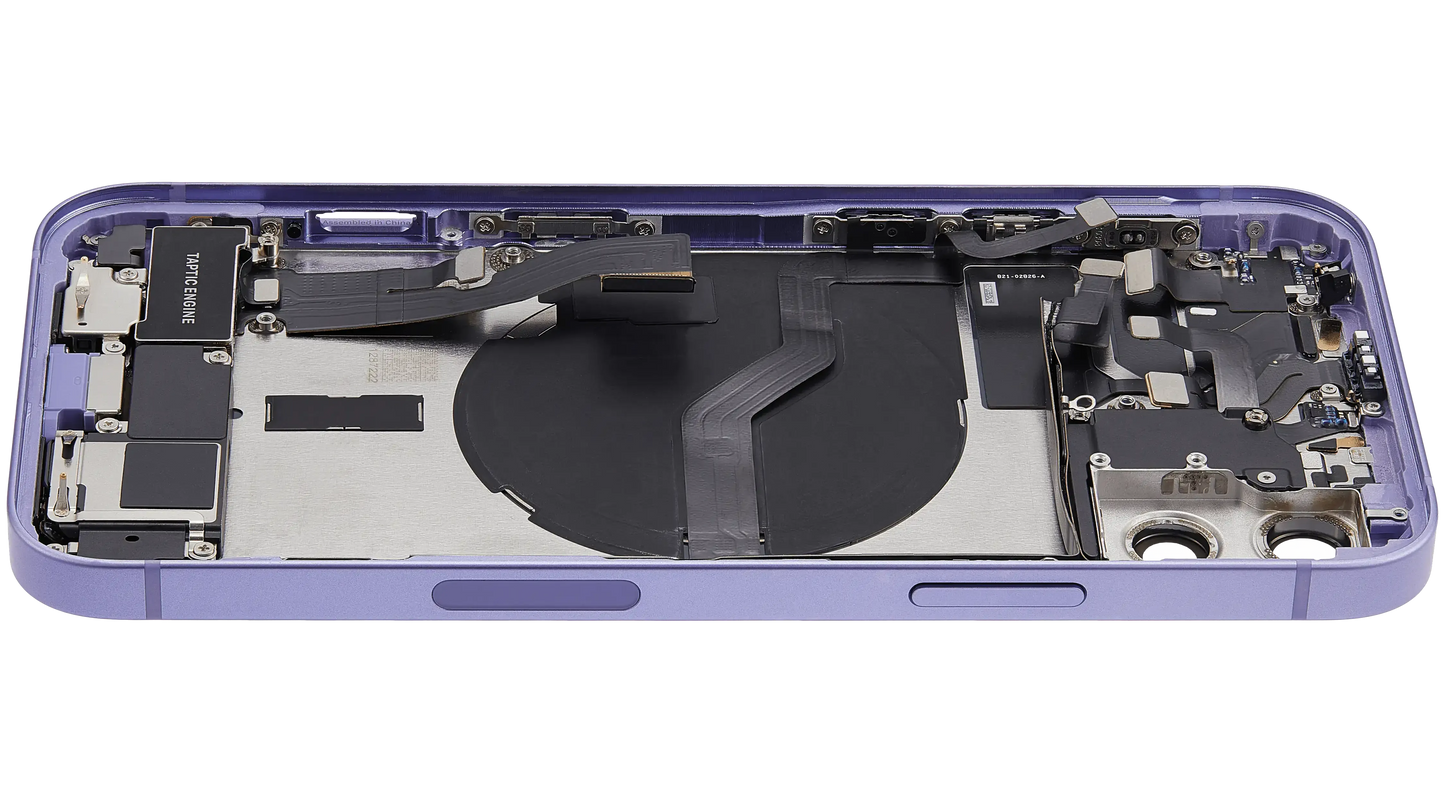 Back Housing W/ Charging Port Flex & Small Parts For iPhone 12 (US Version) (Used OEM) (Pull) (Purple)