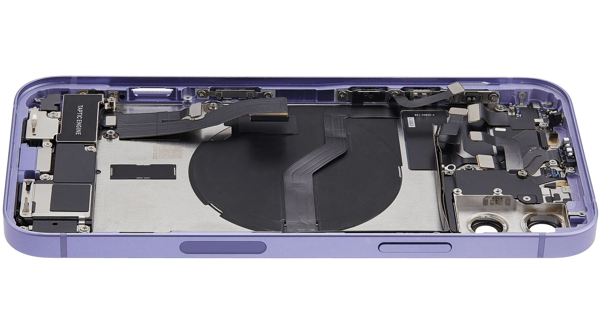 Back Housing W/ Charging Port Flex & Small Parts For iPhone 12 (US Version) (Used OEM) (Pull) (Purple)