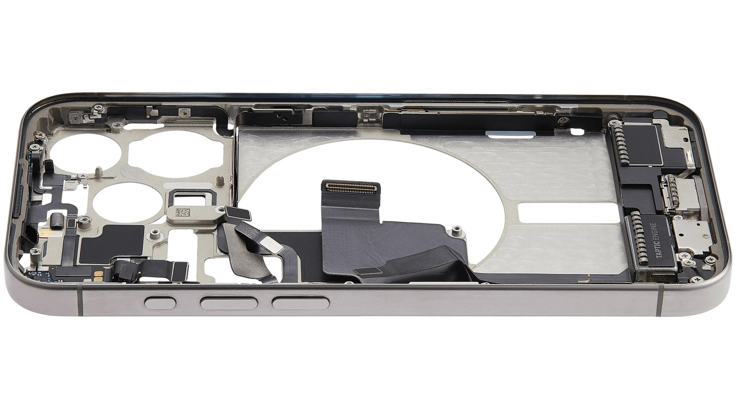 Mid-Frame Housing W/ Charging Port Flex & Small Parts For iPhone 15 Pro (US Version) (Pull) (Natural Titanium)