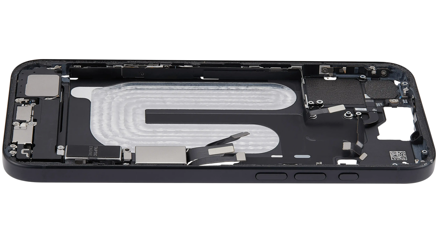 Mid-Frame Housing W/ Charging Port Flex & Small Parts For iPhone 16 Plus (US Version) (Pull) (Black)