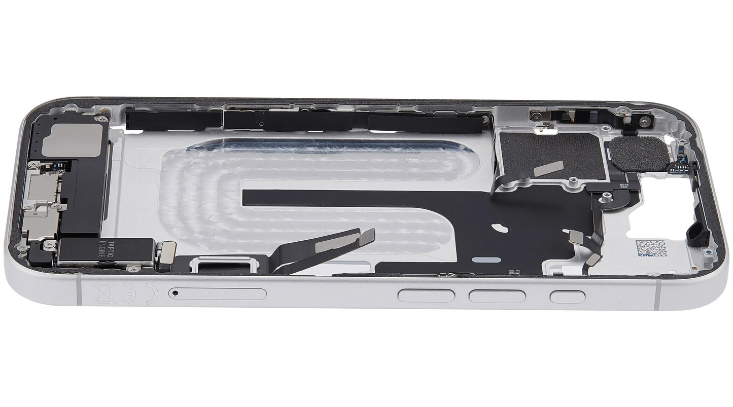 Mid-Frame Housing W/ Charging Port Flex & Small Parts For iPhone 16 (EU / Global Version) (Pull) (White)