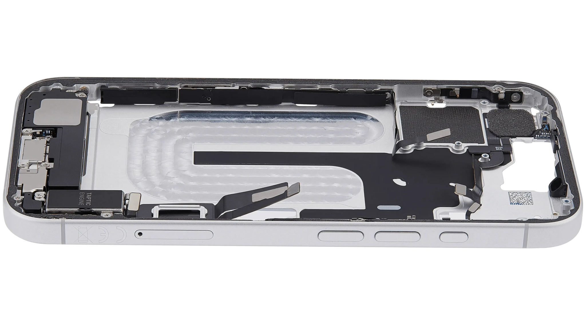 Mid-Frame Housing W/ Charging Port Flex & Small Parts For iPhone 16 (EU / Global Version) (Pull) (White)