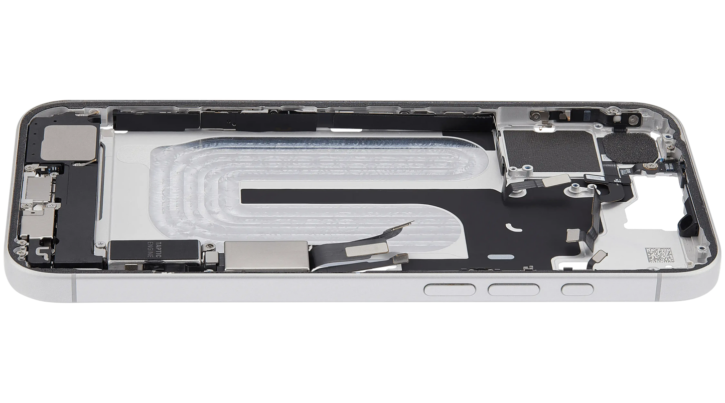 Mid-Frame Housing W/ Charging Port Flex & Small Parts For iPhone 16 Plus (US Version) (Pull) (White)