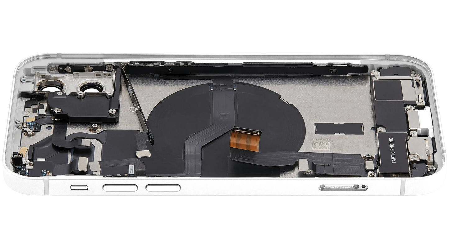Back Housing W/ Charging Port Flex & Small Parts For iPhone 12 (EU / Global Version) (Used OEM) (Pull) (White)