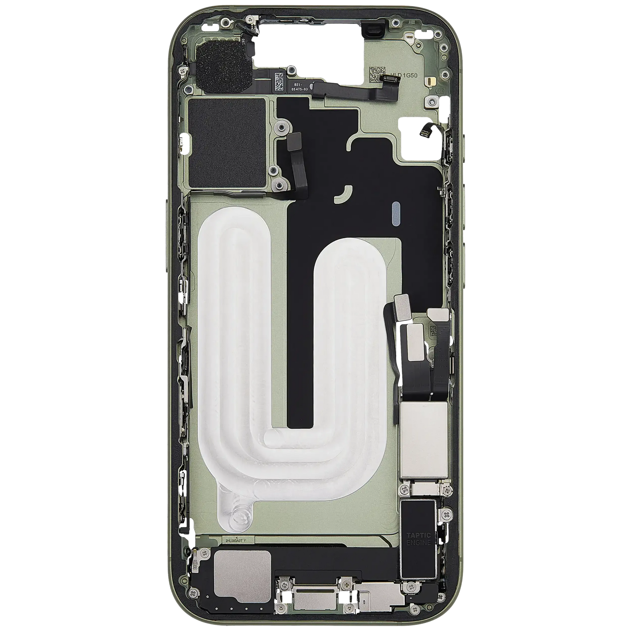 Mid-Frame Housing W/ Charging Port Flex & Small Parts For iPhone 17 (US Version) (Pull) (Sage)