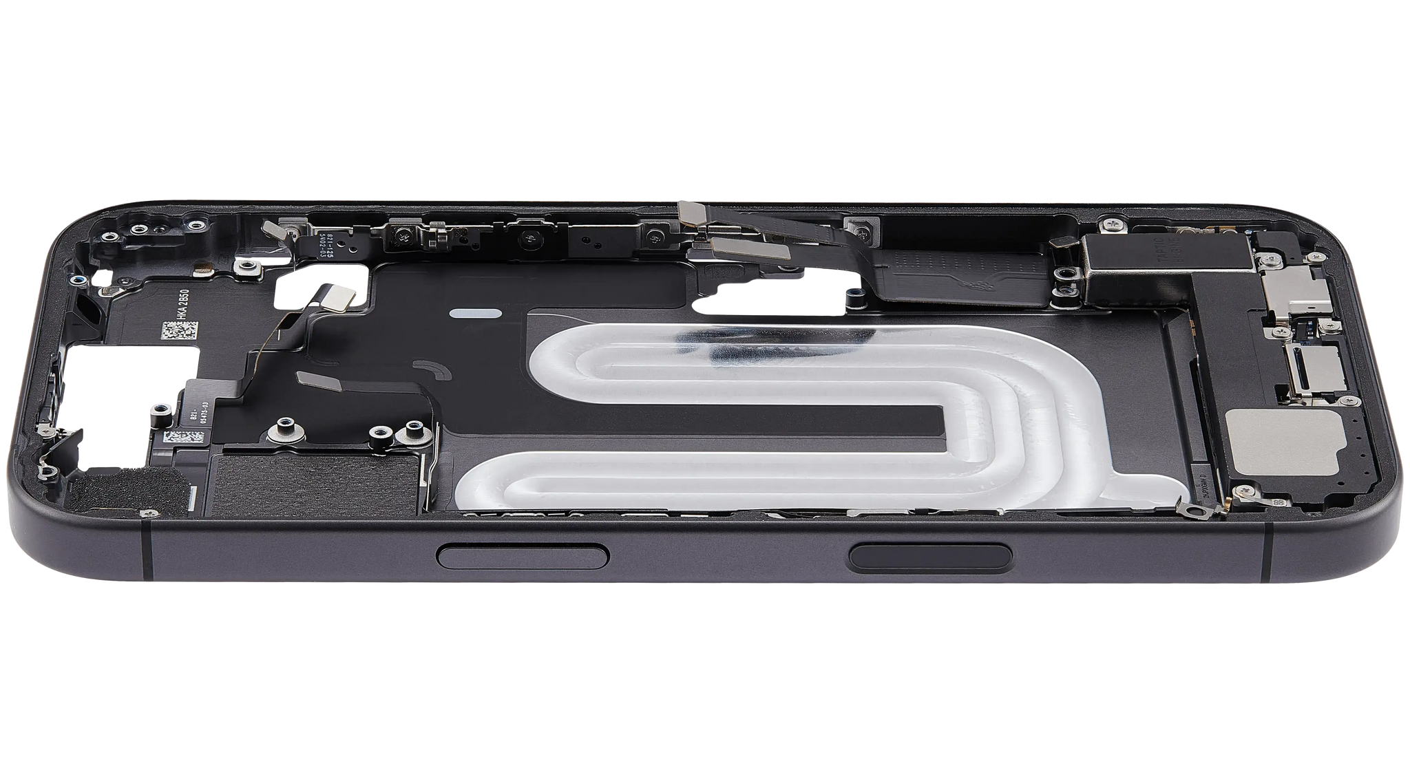 Mid-Frame Housing W/ Charging Port Flex & Small Parts For iPhone 17 (US Version) (Pull) (Black)