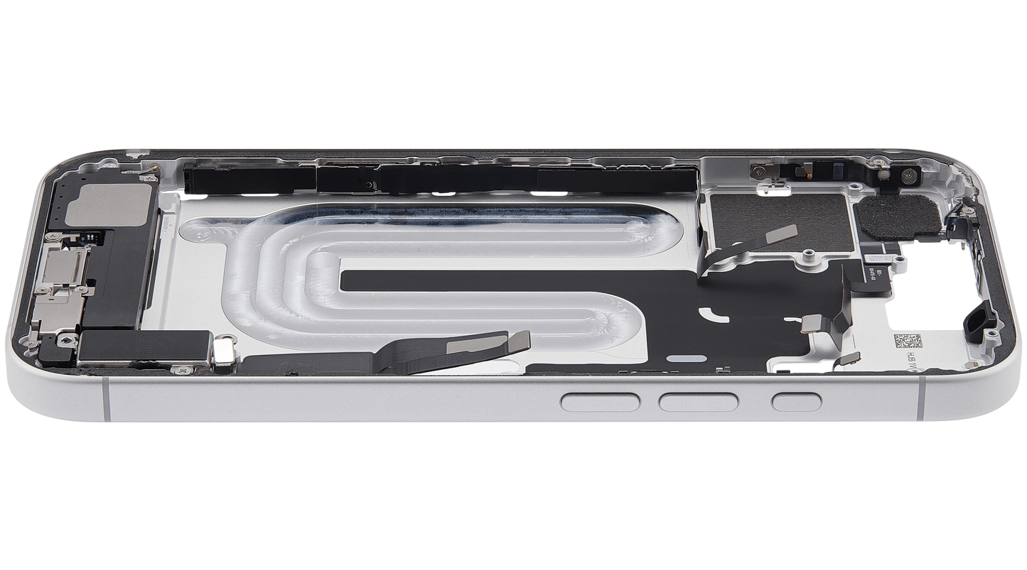 Mid-Frame Housing W/ Charging Port Flex & Small Parts For iPhone 17 (US Version) (Pull) (White)
