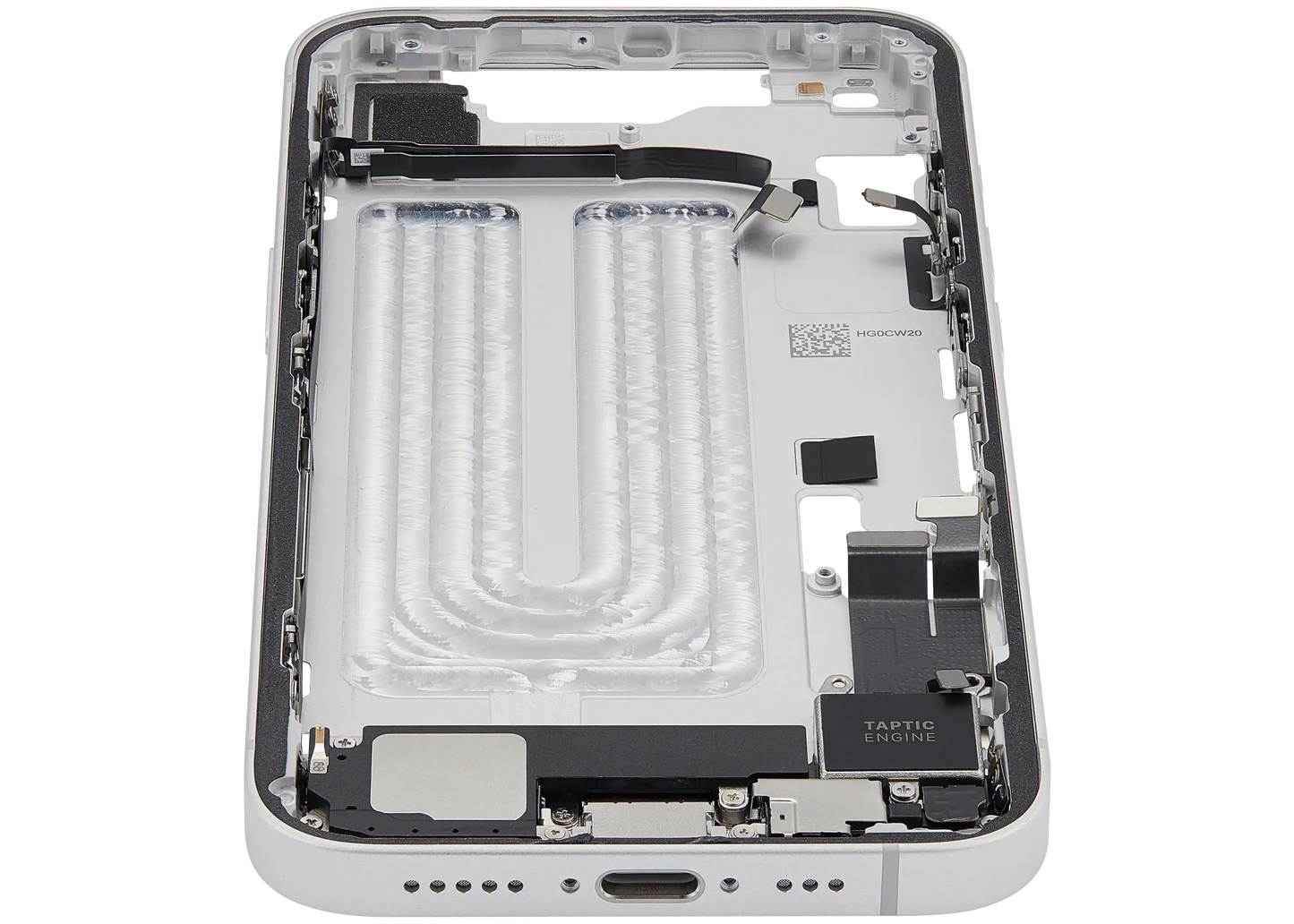 Mid-Frame Housing W/ Charging Port Flex & Small Parts For iPhone 16e (EU / Global Version) (Pull) (White)