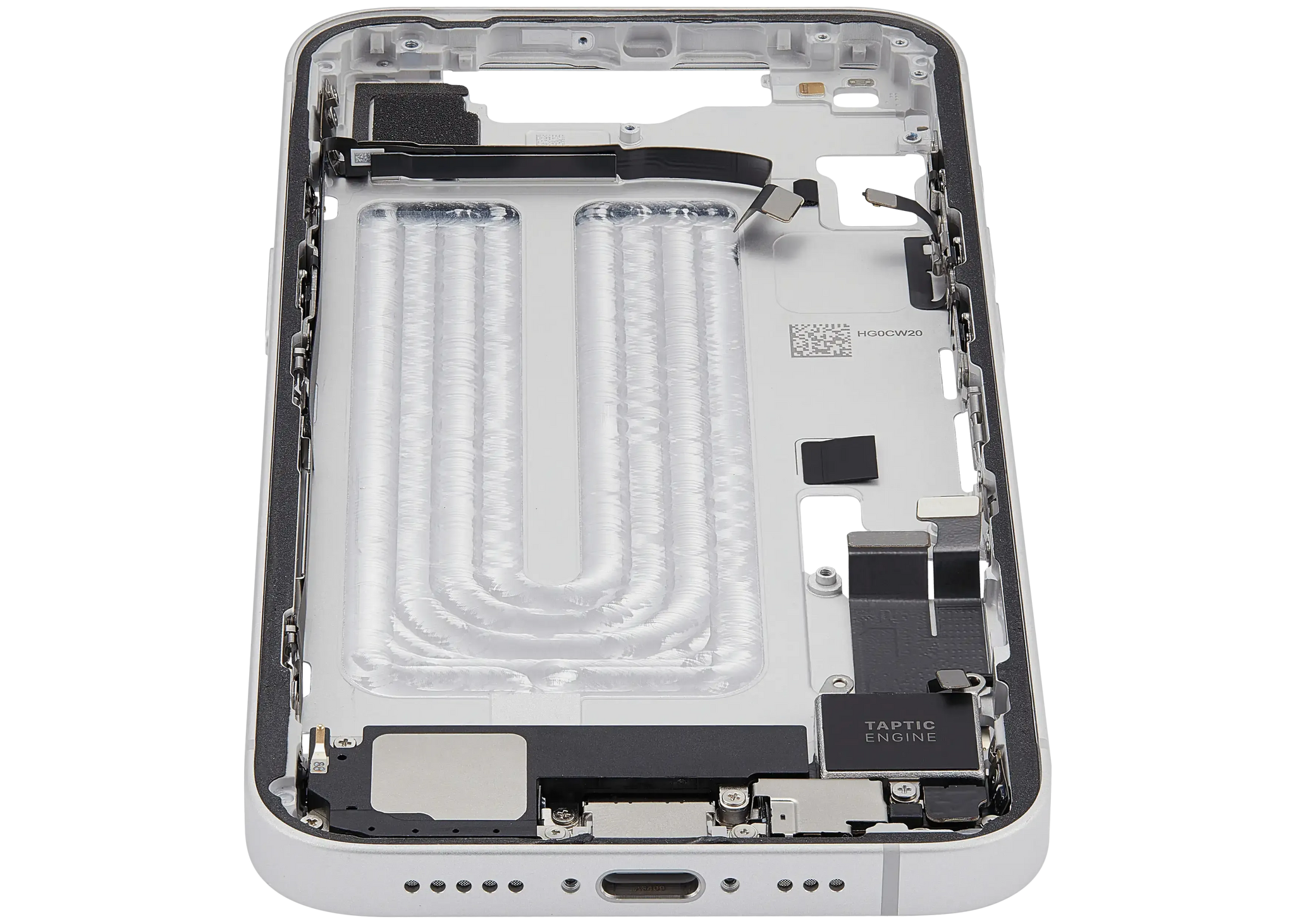 Mid-Frame Housing W/ Charging Port Flex & Small Parts For iPhone 16e (EU / Global Version) (Pull) (White)