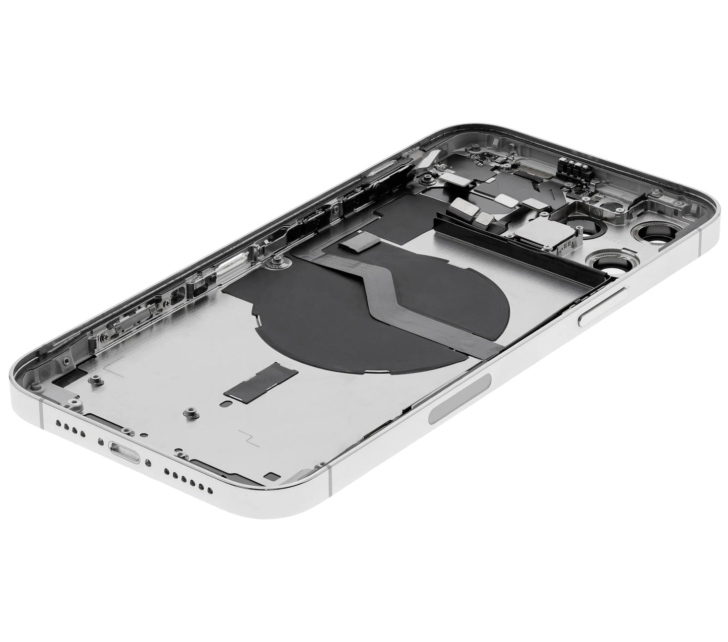 Back Housing W/ Charging Port Flex & Small Parts For iPhone 12 Pro Max (US Version) (Used OEM) (Pull) (Silver)
