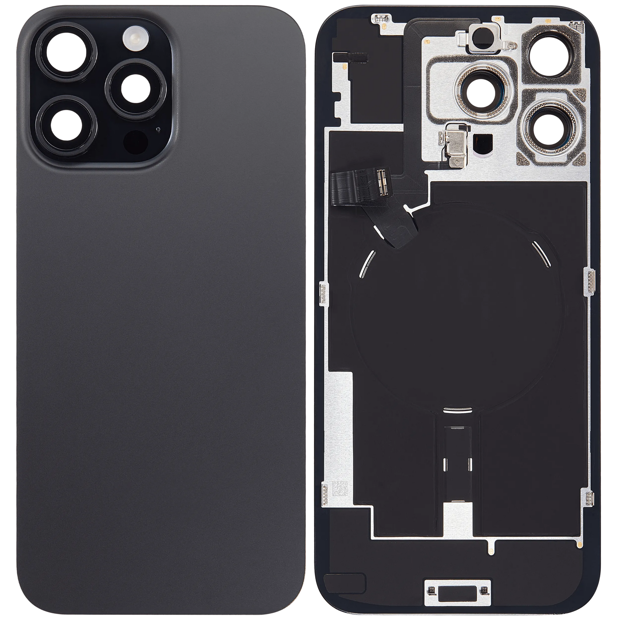 Back Glass w/ MagSafe Magnet & NFC & Flashlight Flex For iPhone 16 Pro Max (Pull) (Black Titanium)