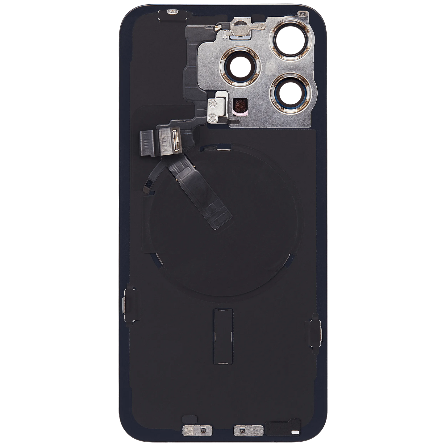 Back Glass w/ MagSafe Magnet & NFC & Flashlight Flex For iPhone 15 Pro Max (Pull) (Black Titanium)