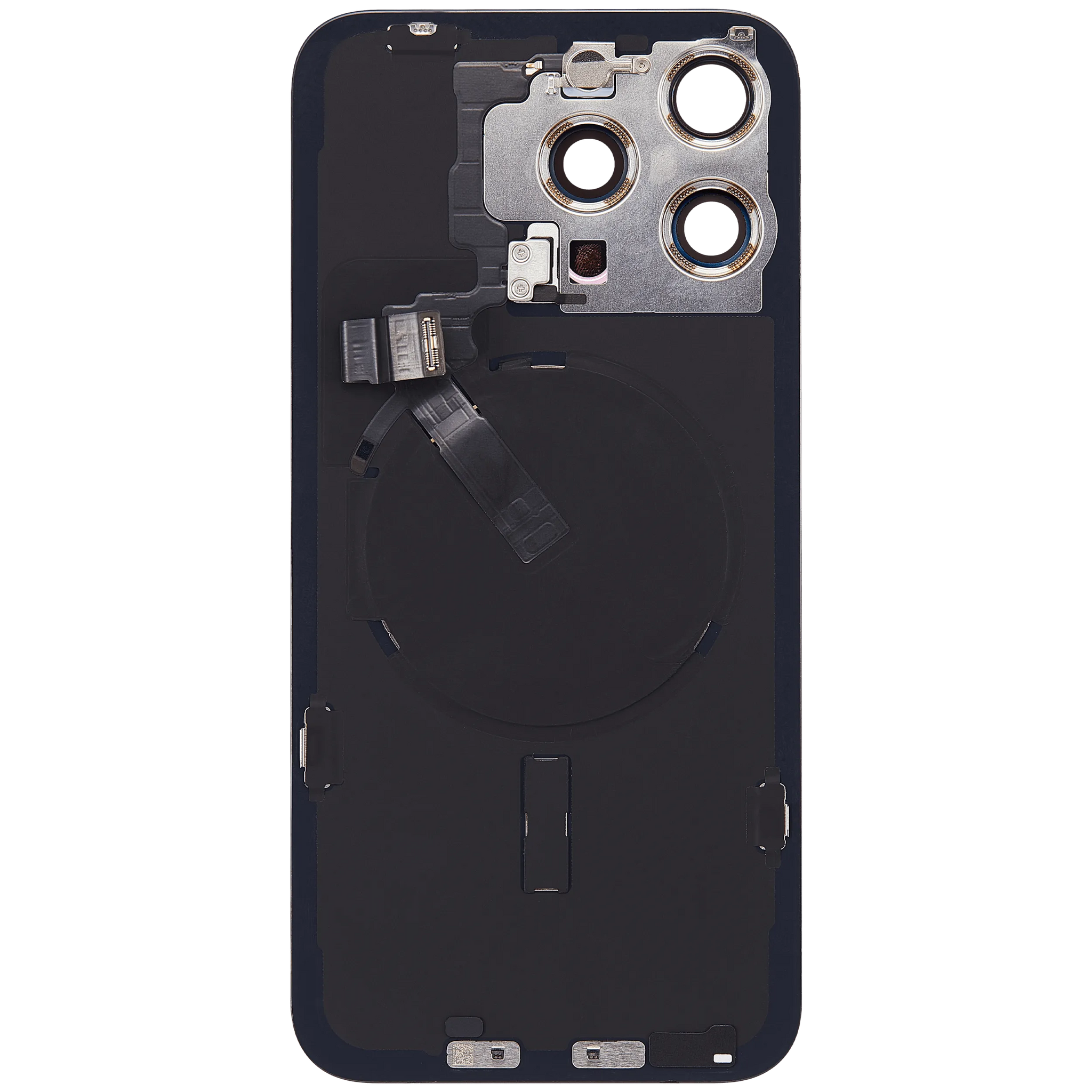 Back Glass w/ MagSafe Magnet & NFC & Flashlight Flex For iPhone 15 Pro Max (Pull) (Black Titanium)