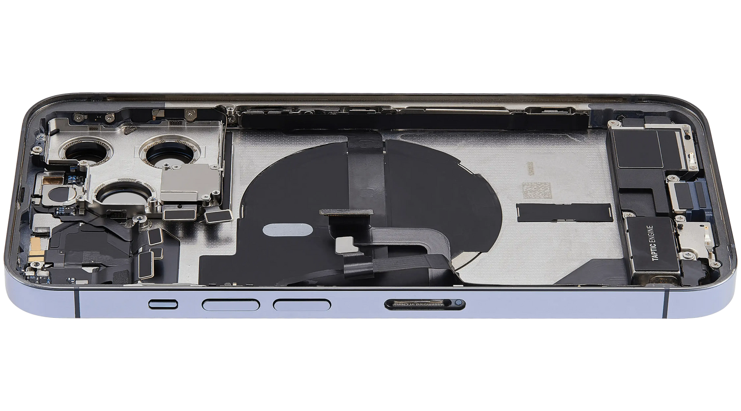Back Housing W/ Charging Port Flex & Small Parts For iPhone 13 Pro (EU / Global Version) (Used OEM) (Pull) (Sierra Blue)