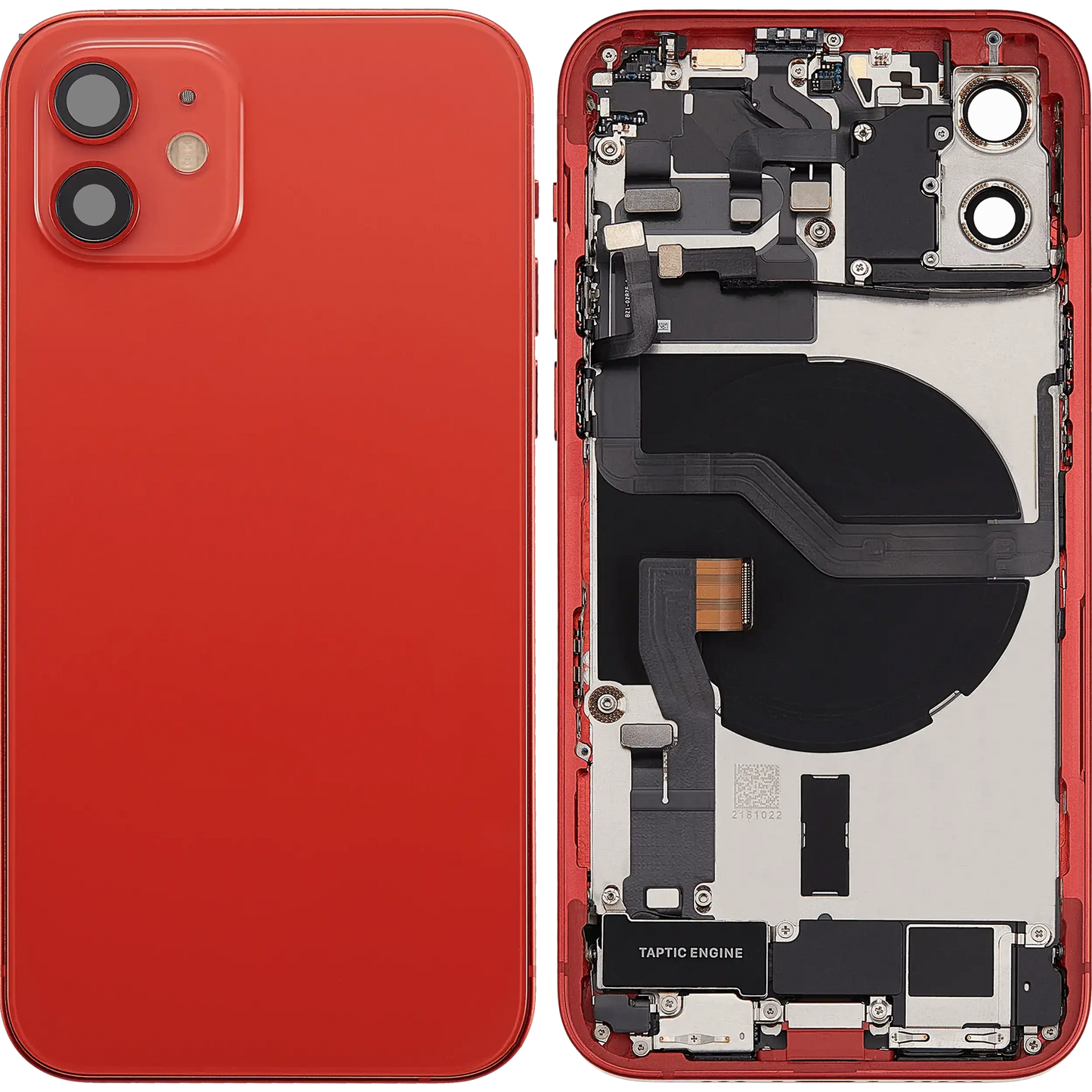 Back Housing W/ Charging Port Flex & Small Parts For iPhone 12 (US Version) (Used OEM) (Pull) (Red)