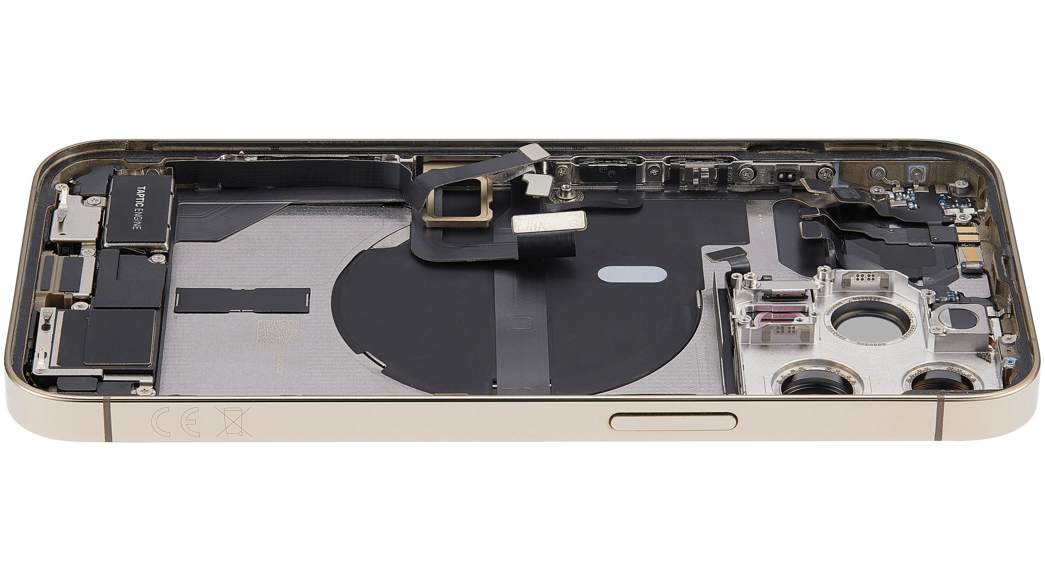Back Housing W/ Charging Port Flex & Small Parts For iPhone 13 Pro (EU / Global Version) (Used OEM) (Pull) (Gold)
