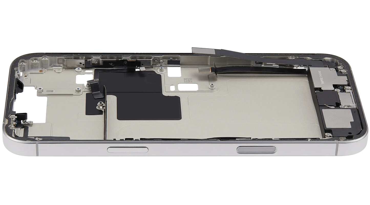 Mid-Frame Housing W/ Charging Port Flex & Small Parts For iPhone 16 Pro Max (US Version) (Pull) (White Titanium)