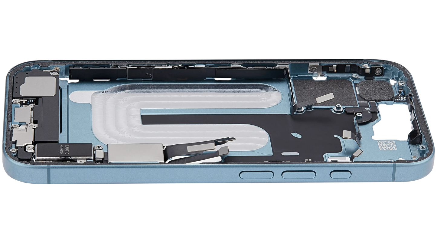 Mid-Frame Housing W/ Charging Port Flex & Small Parts For iPhone 16 (US Version) (Pull) (Teal)