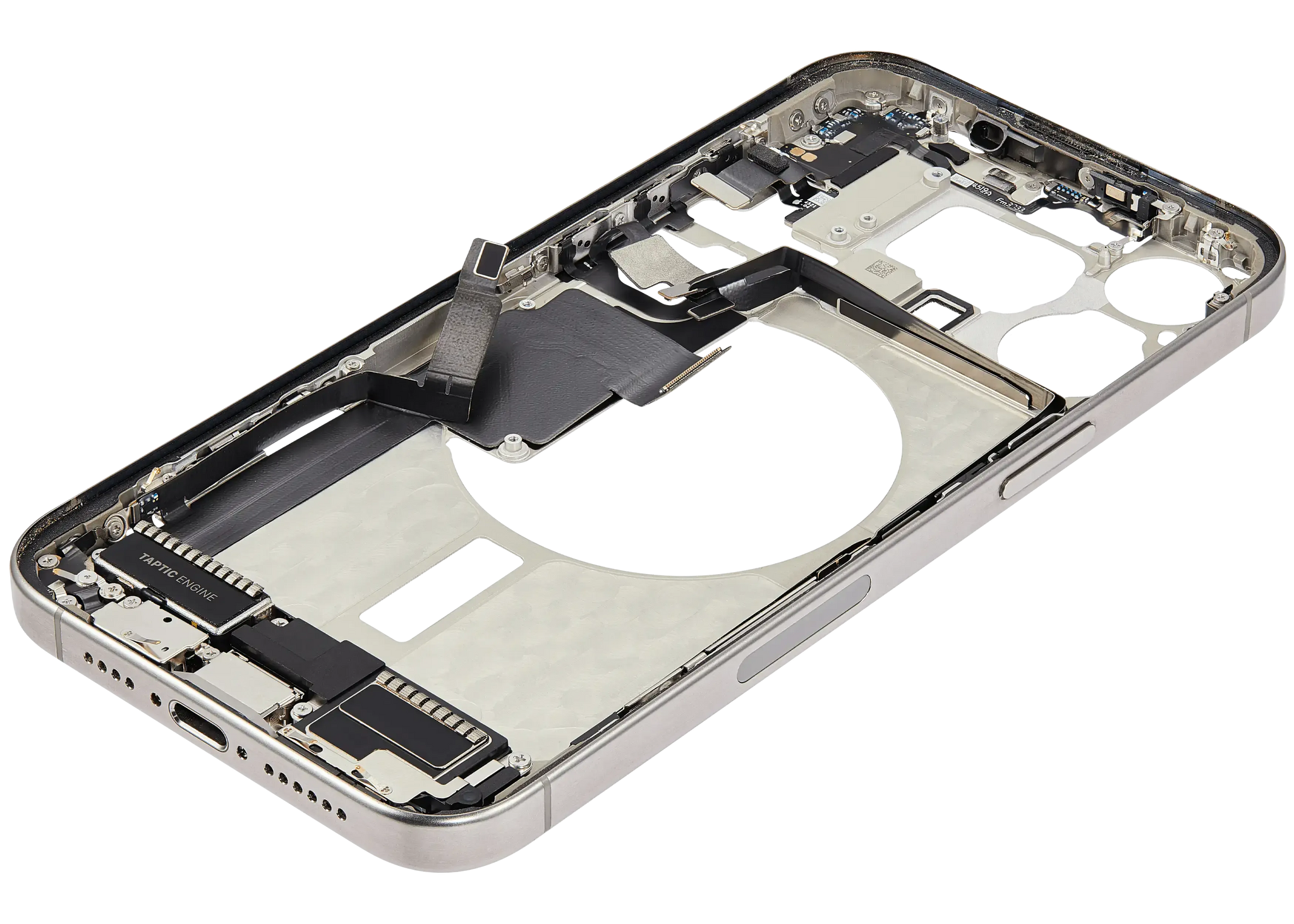 Mid-Frame Housing W/ Charging Port Flex & Small Parts For iPhone 15 Pro Max (Pull) (Natural Titanium)