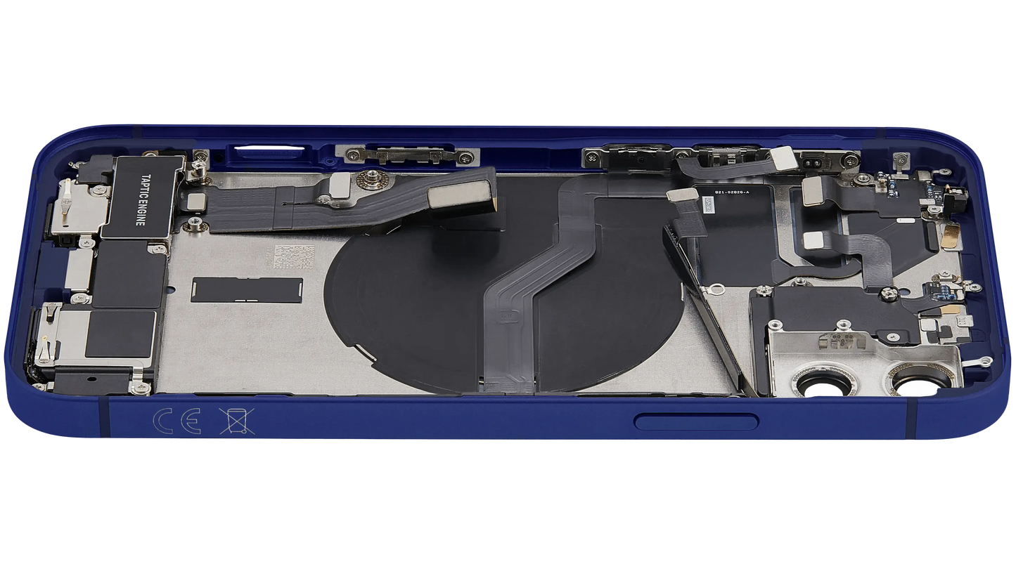 Back Housing W/ Charging Port Flex & Small Parts For iPhone 12 (EU / Global Version) (Used OEM) (Pull) (Blue)