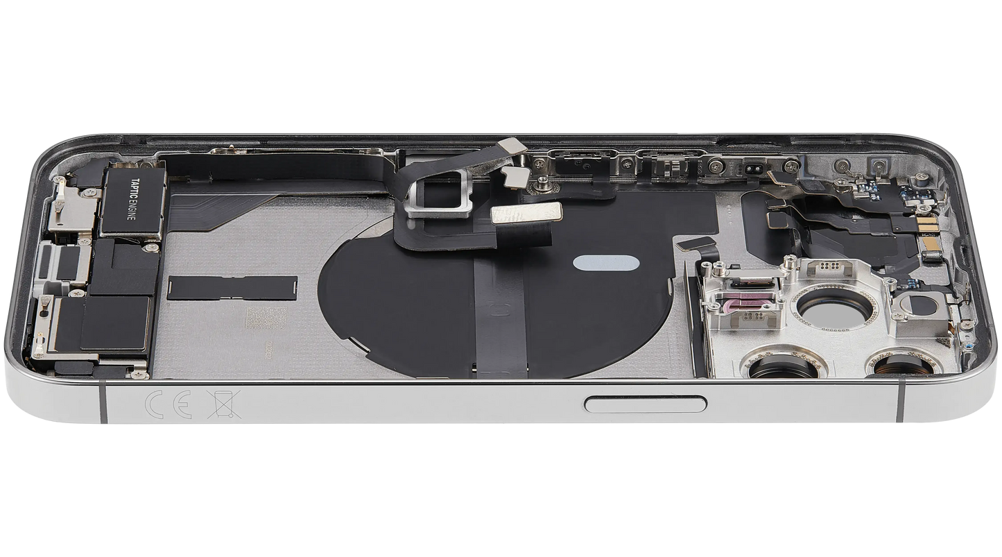 Back Housing W/ Charging Port Flex & Small Parts For iPhone 13 Pro (EU / Global Version) (Used OEM) (Pull) (Silver)