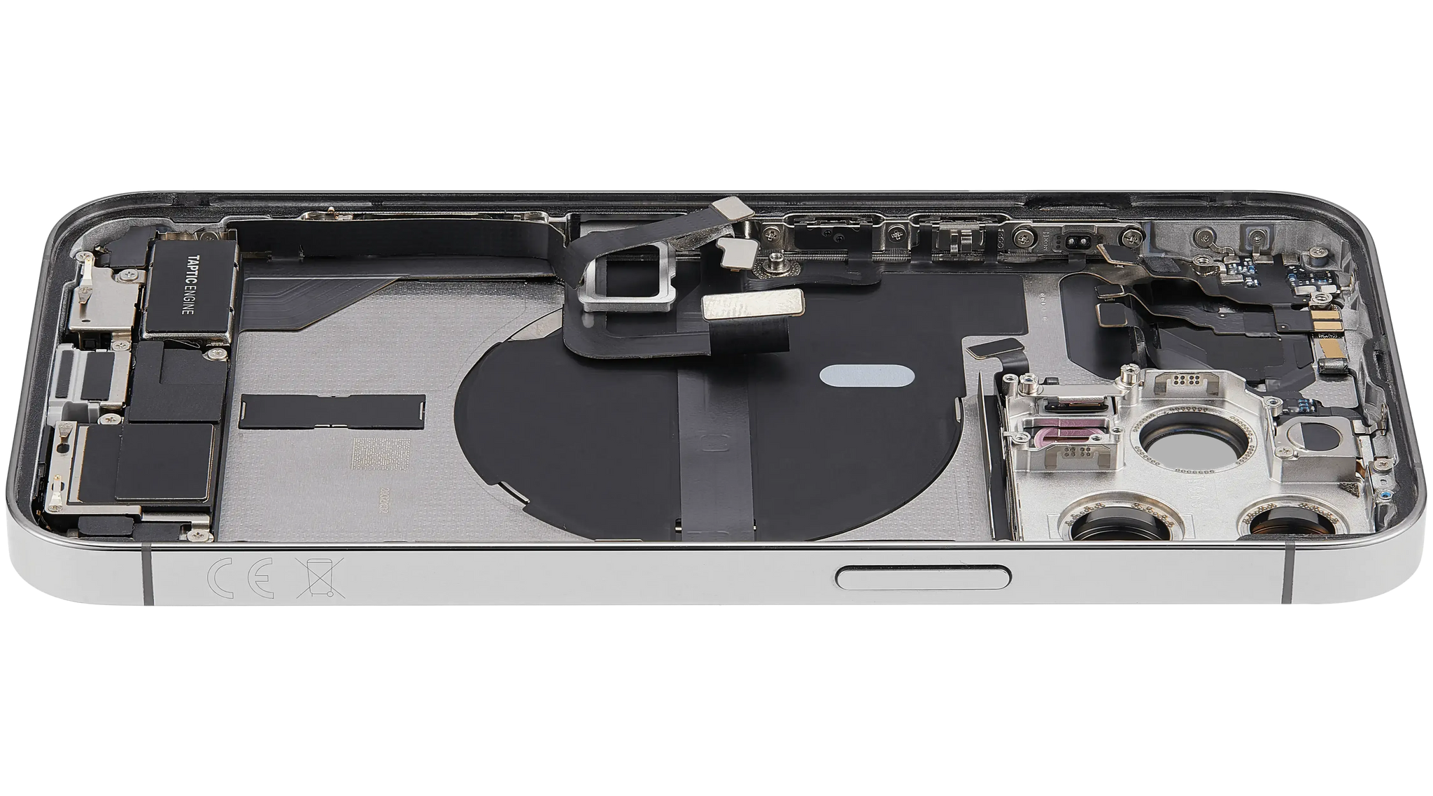 Back Housing W/ Charging Port Flex & Small Parts For iPhone 13 Pro (EU / Global Version) (Used OEM) (Pull) (Silver)