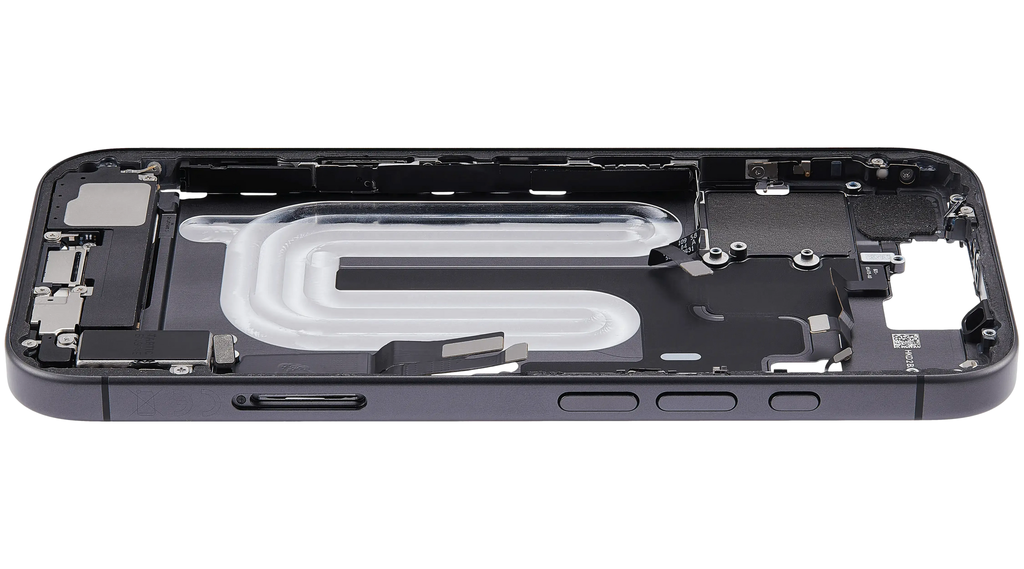 Mid-Frame Housing W/ Charging Port Flex & Small Parts For iPhone 17 (EU / Global Version) (Pull) (Black)