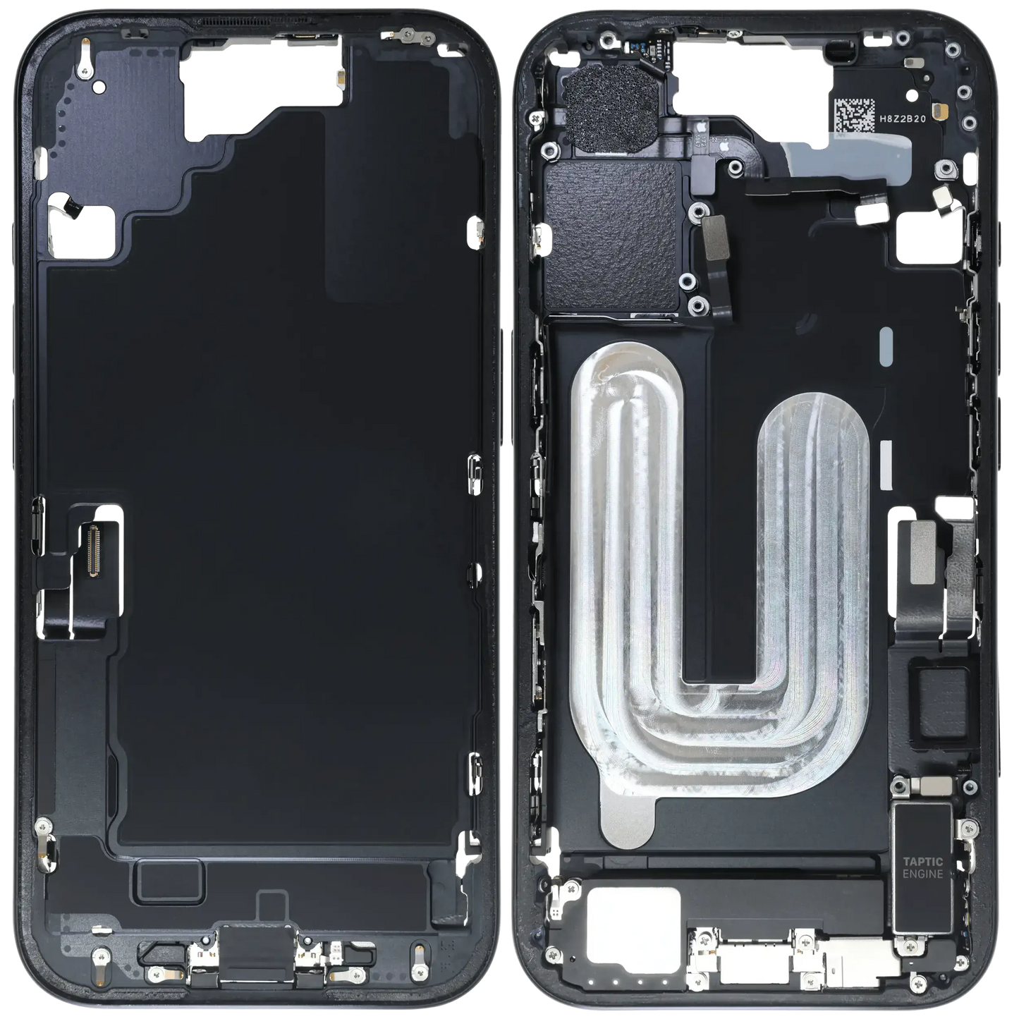Mid-Frame Housing W/ Charging Port Flex & Small Parts For iPhone 16 (EU / Global Version) (Pull) (Black)