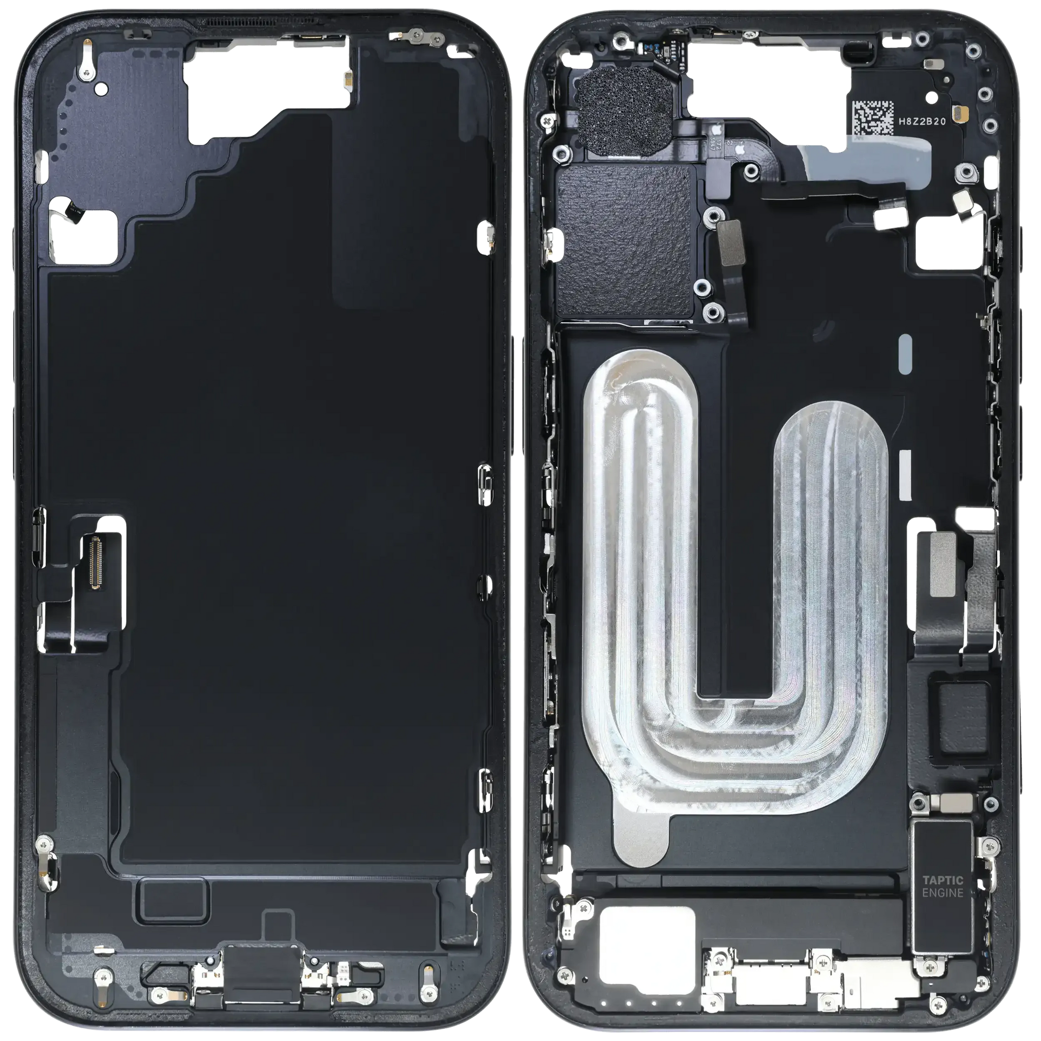 Mid-Frame Housing W/ Charging Port Flex & Small Parts For iPhone 16 (EU / Global Version) (Pull) (Black)