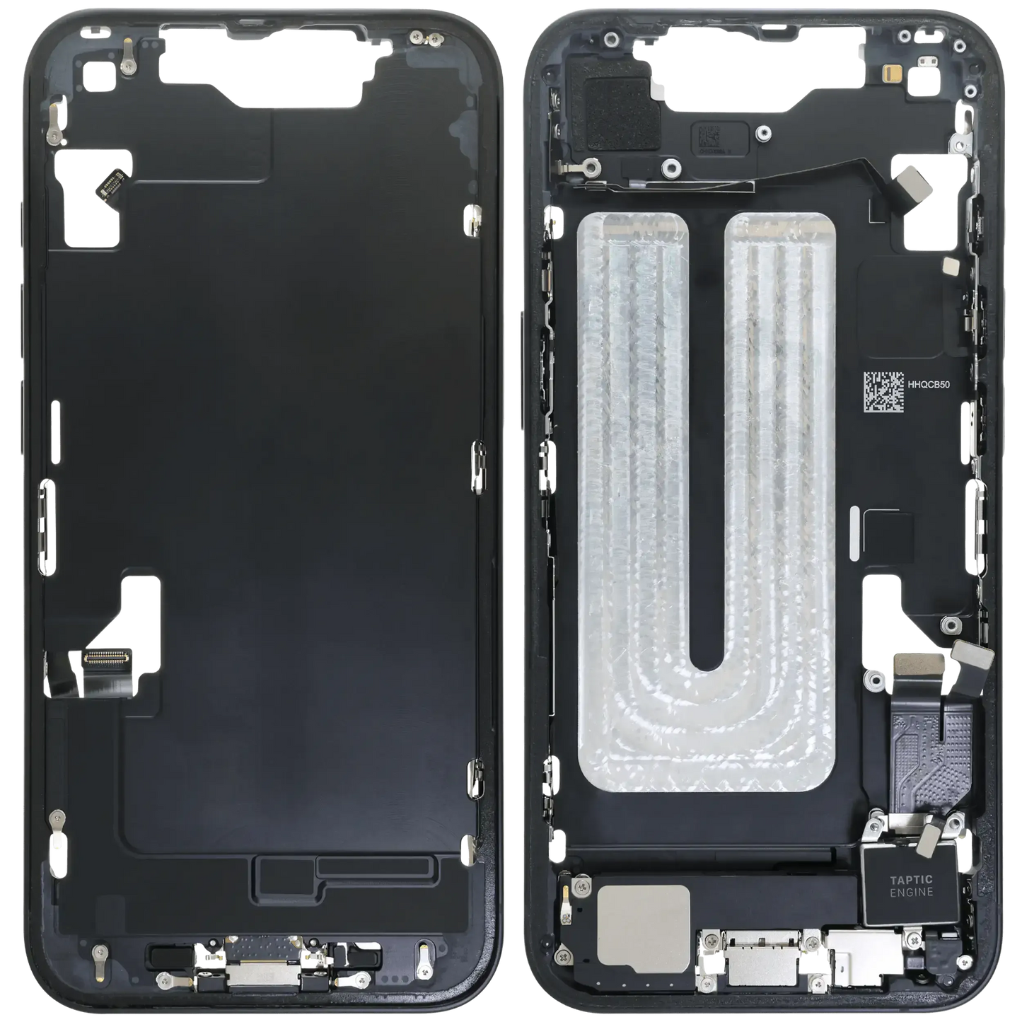 Mid-Frame Housing W/ Charging Port Flex & Small Parts For iPhone 16e (US Version) (Pull) (Black)
