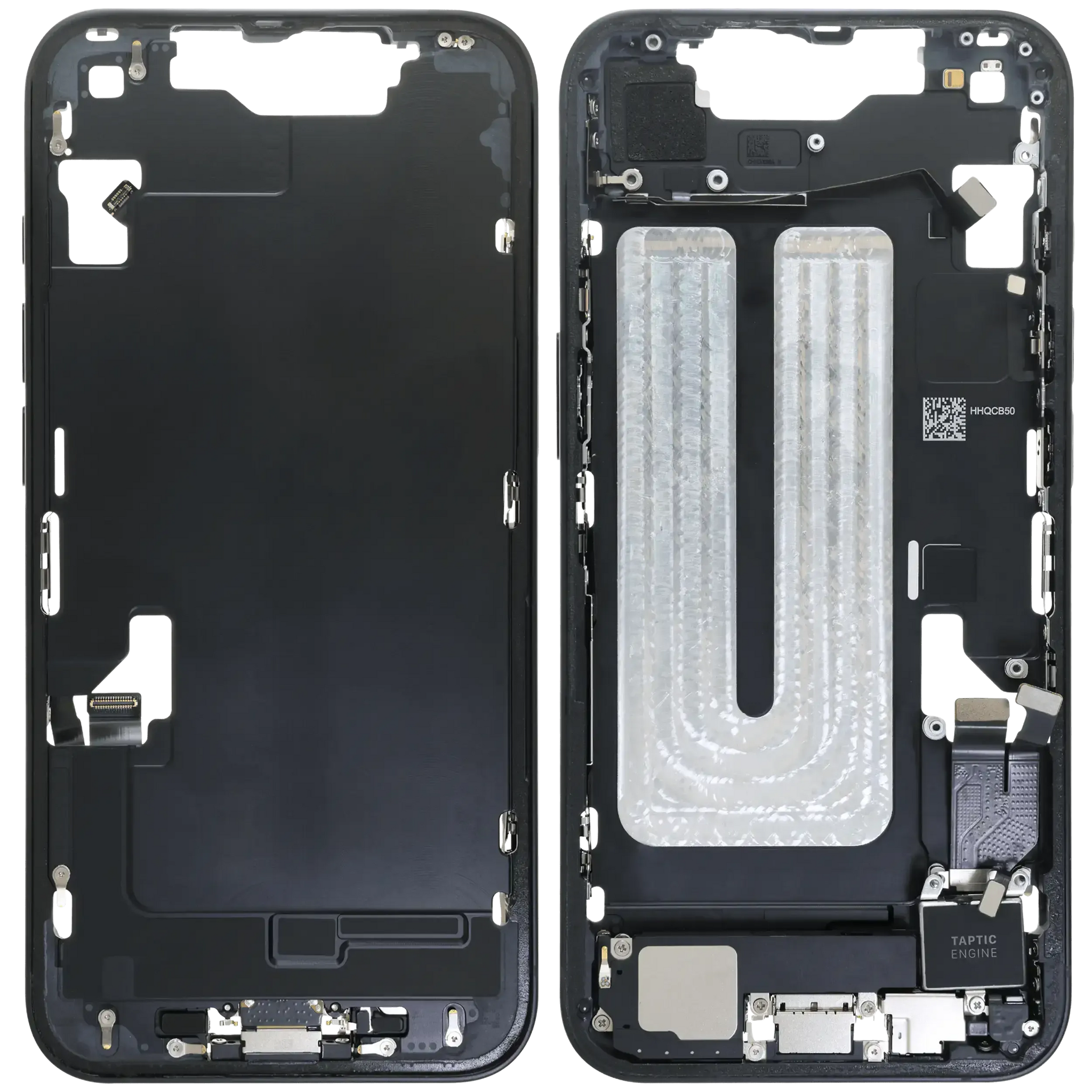 Mid-Frame Housing W/ Charging Port Flex & Small Parts For iPhone 16e (US Version) (Pull) (Black)