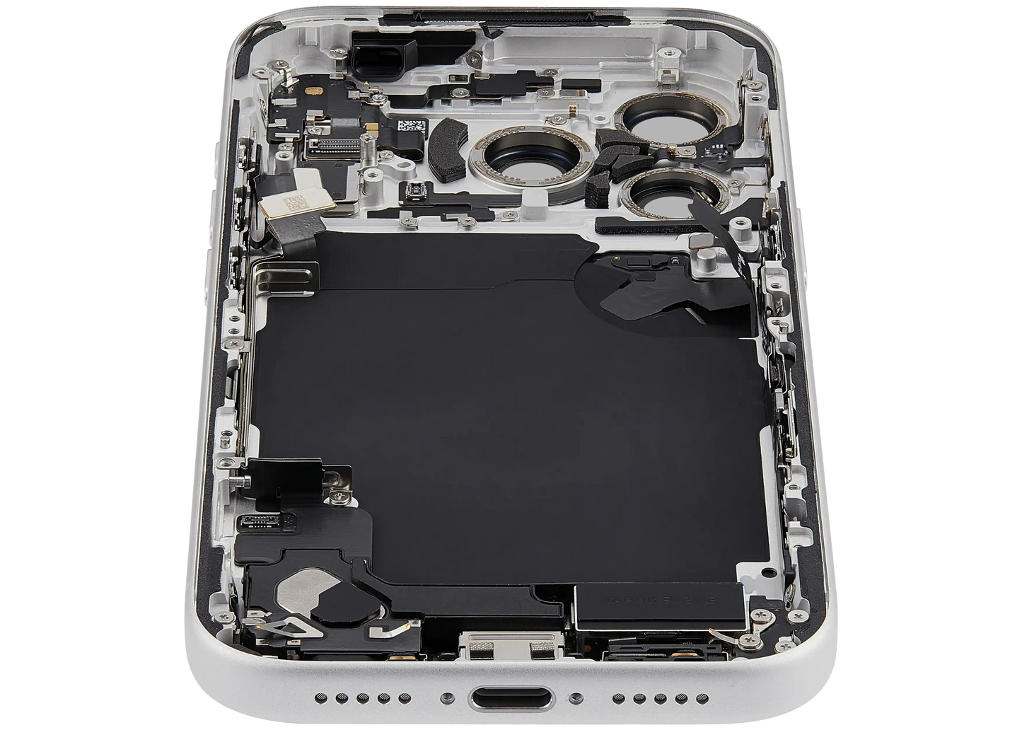 Back Housing W/ Charging Port Flex & Small Parts For iPhone 17 Pro (EU / Global Version) (Pull) (Silver)