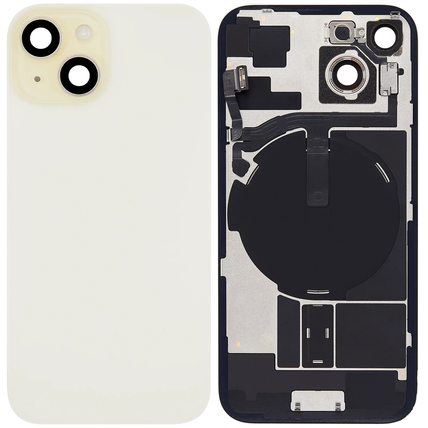 Back Glass w/ MagSafe Magnet & NFC & Flashlight Flex For iPhone 15 (Pull) (Yellow)