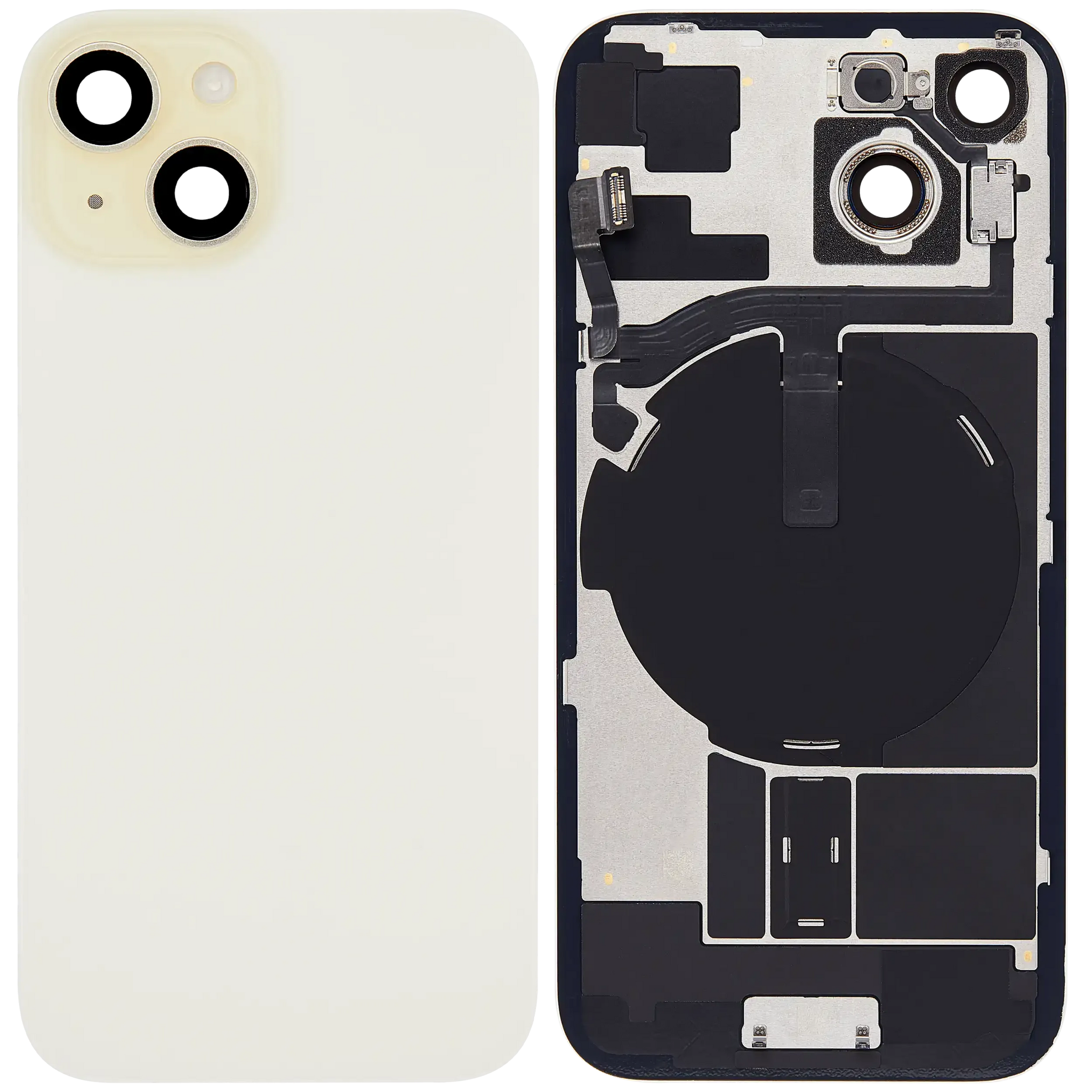 Back Glass w/ MagSafe Magnet & NFC & Flashlight Flex For iPhone 15 (Pull) (Yellow)
