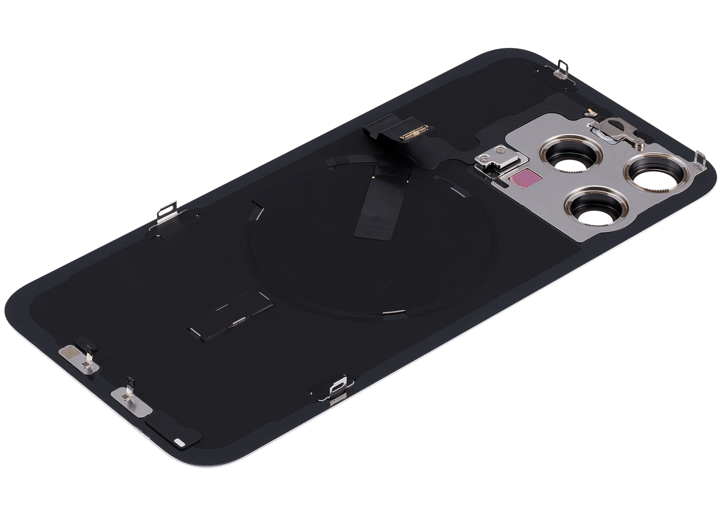 Back Glass w/ MagSafe Magnet & NFC & Flashlight Flex For iPhone 15 Pro Max (Pull) (White Titanium)