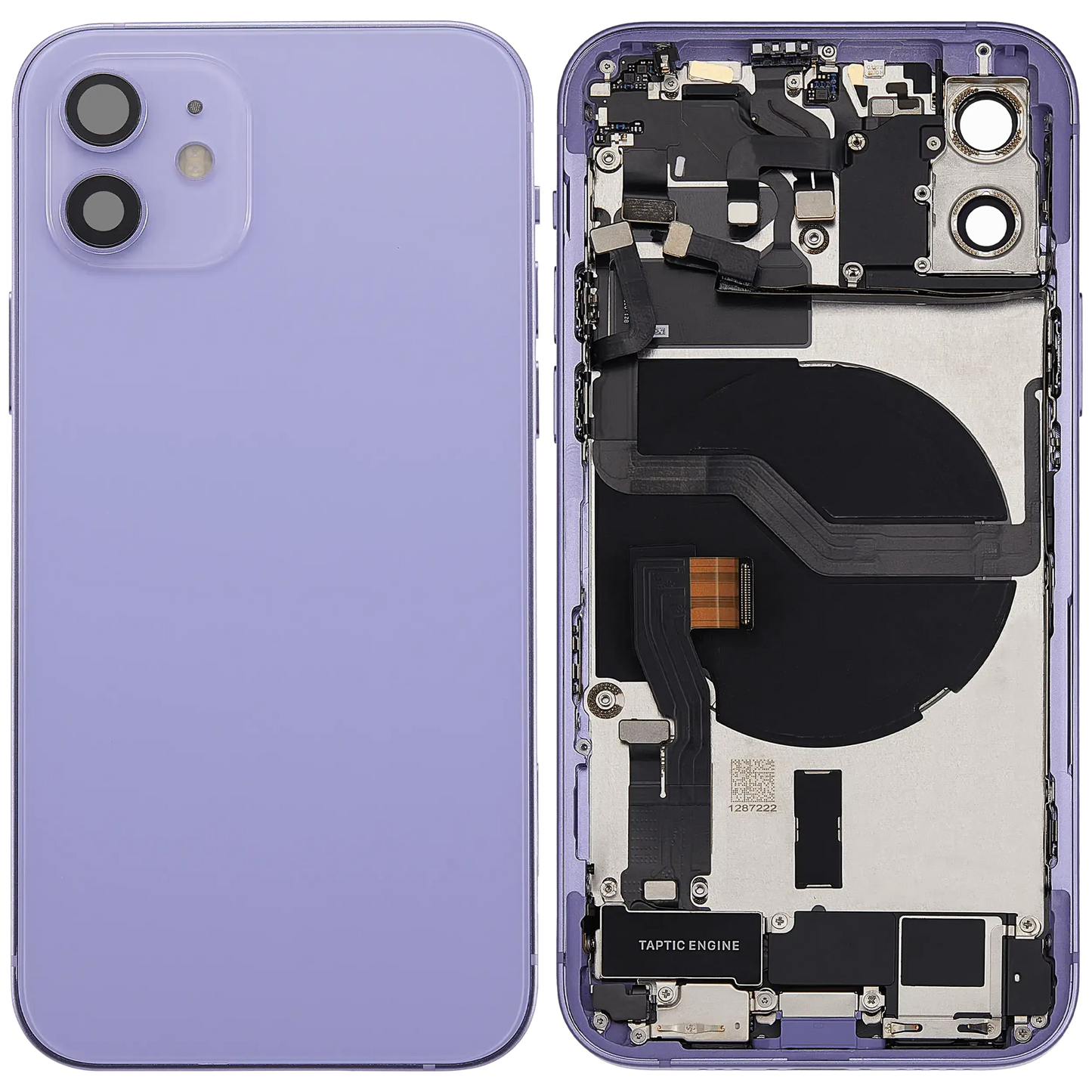 Back Housing W/ Charging Port Flex & Small Parts For iPhone 12 (US Version) (Used OEM) (Pull) (Purple)