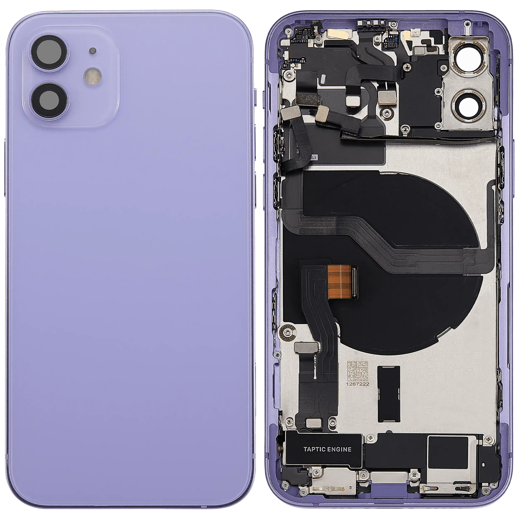 Back Housing W/ Charging Port Flex & Small Parts For iPhone 12 (US Version) (Used OEM) (Pull) (Purple)
