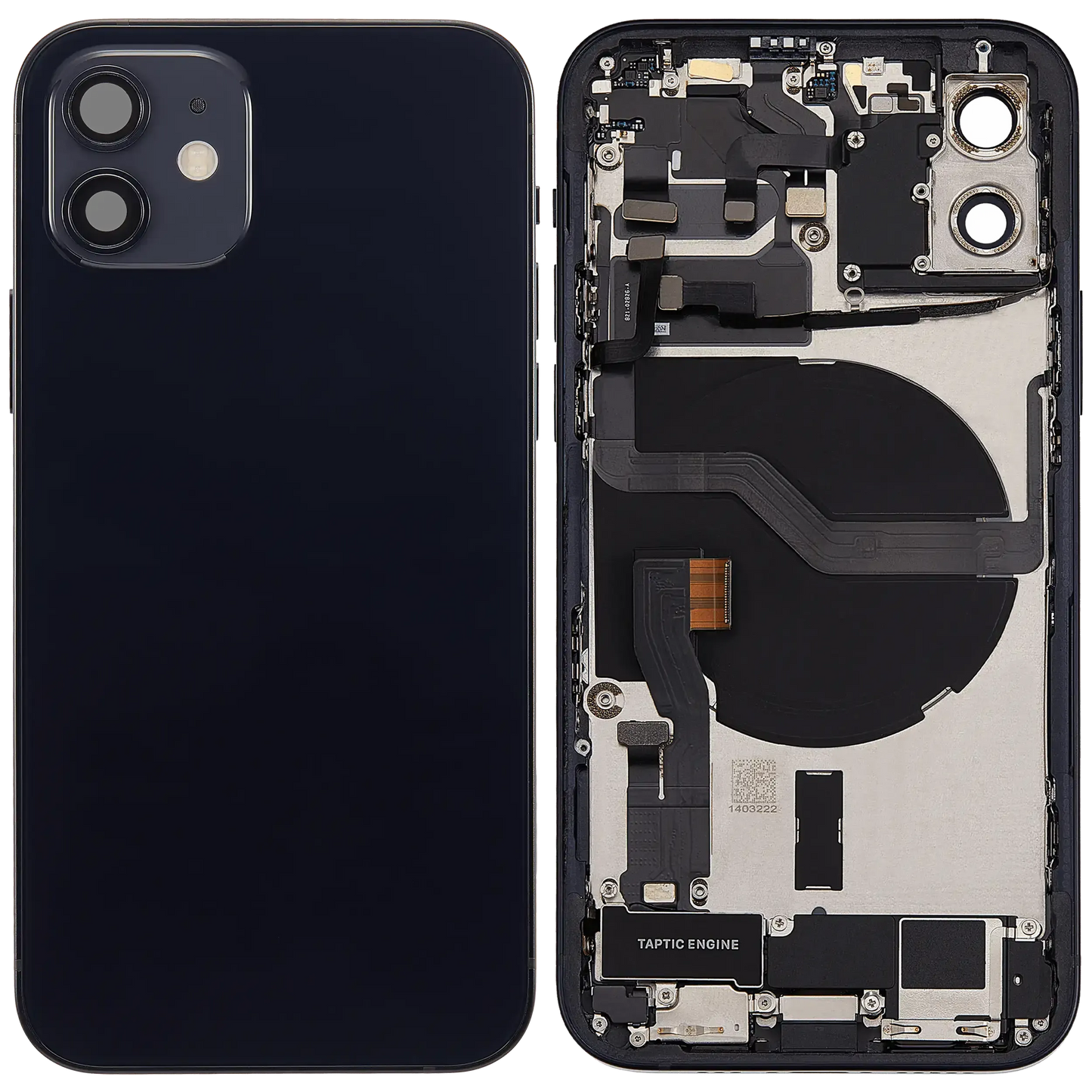Back Housing W/ Charging Port Flex & Small Parts For iPhone 12 (US Version) (Used OEM) (Pull) (Black)