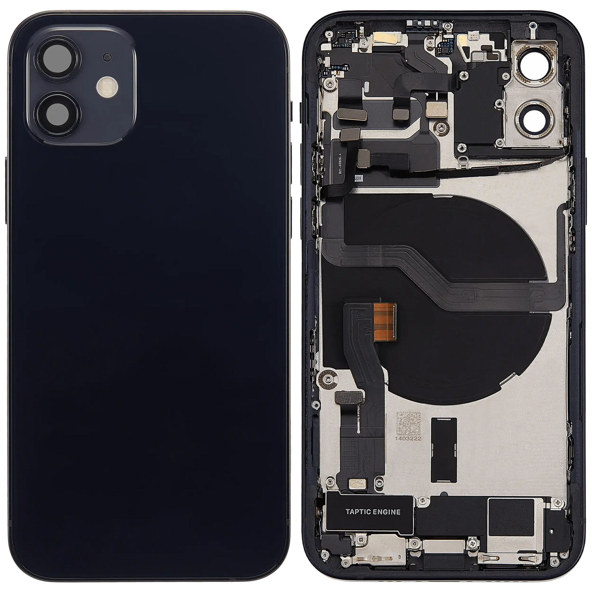 Back Housing W/ Charging Port Flex & Small Parts For iPhone 12 (US Version) (Used OEM) (Pull) (Black)