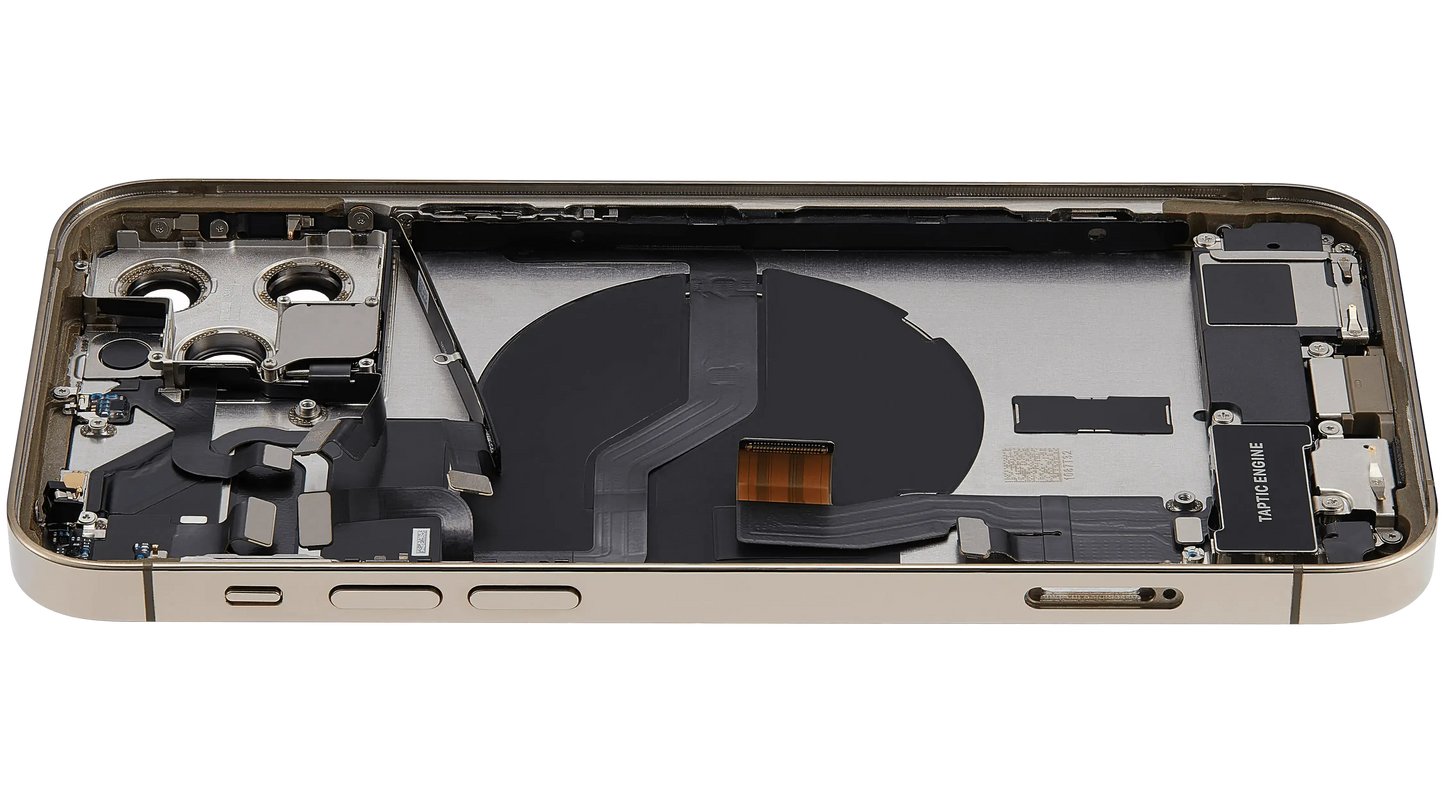 Back Housing W/ Charging Port Flex & Small Parts For iPhone 12 Pro (EU / Global Version) (Used OEM) (Pull) (Gold)