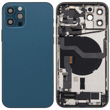Back Housing W/ Charging Port Flex & Small Parts For iPhone 12 Pro (EU / Global Version) (Used OEM) (Pull) (Pacific Blue)