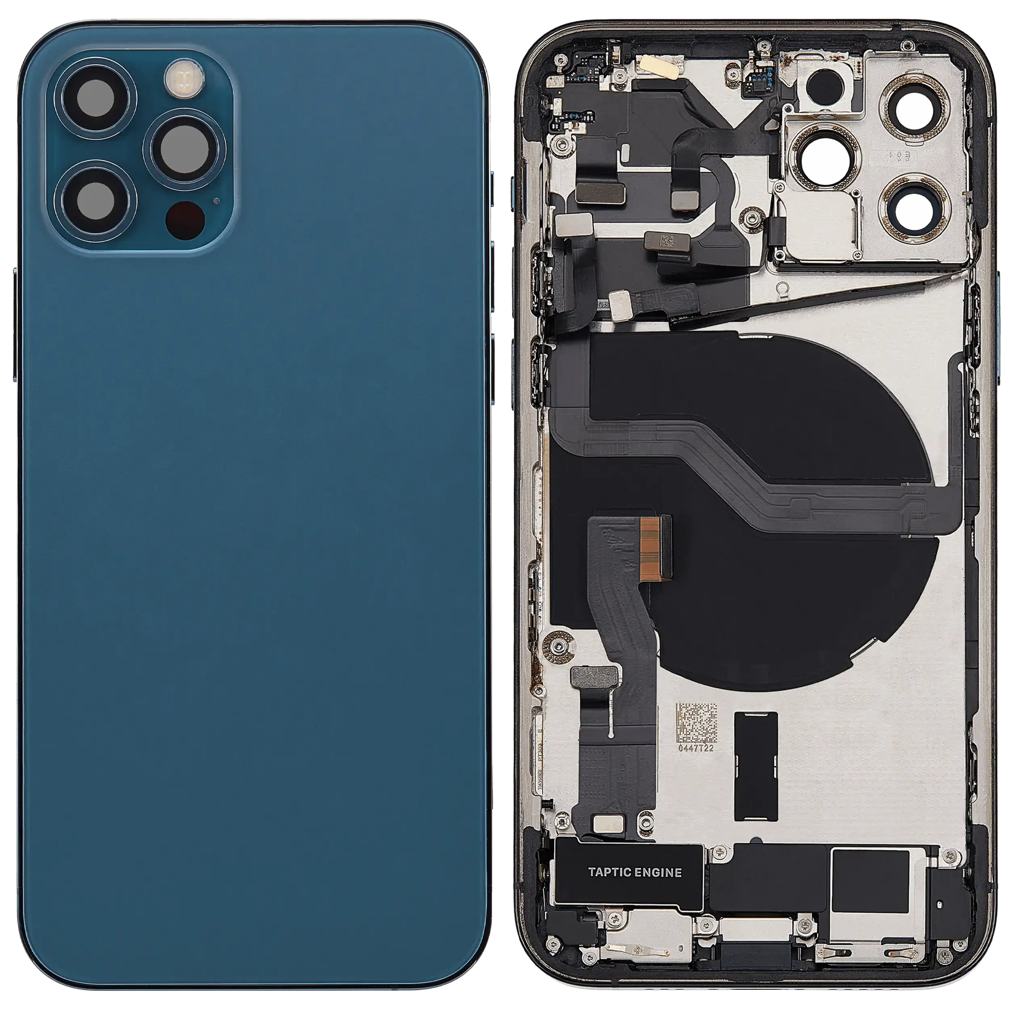 Back Housing W/ Charging Port Flex & Small Parts For iPhone 12 Pro (EU / Global Version) (Used OEM) (Pull) (Pacific Blue)