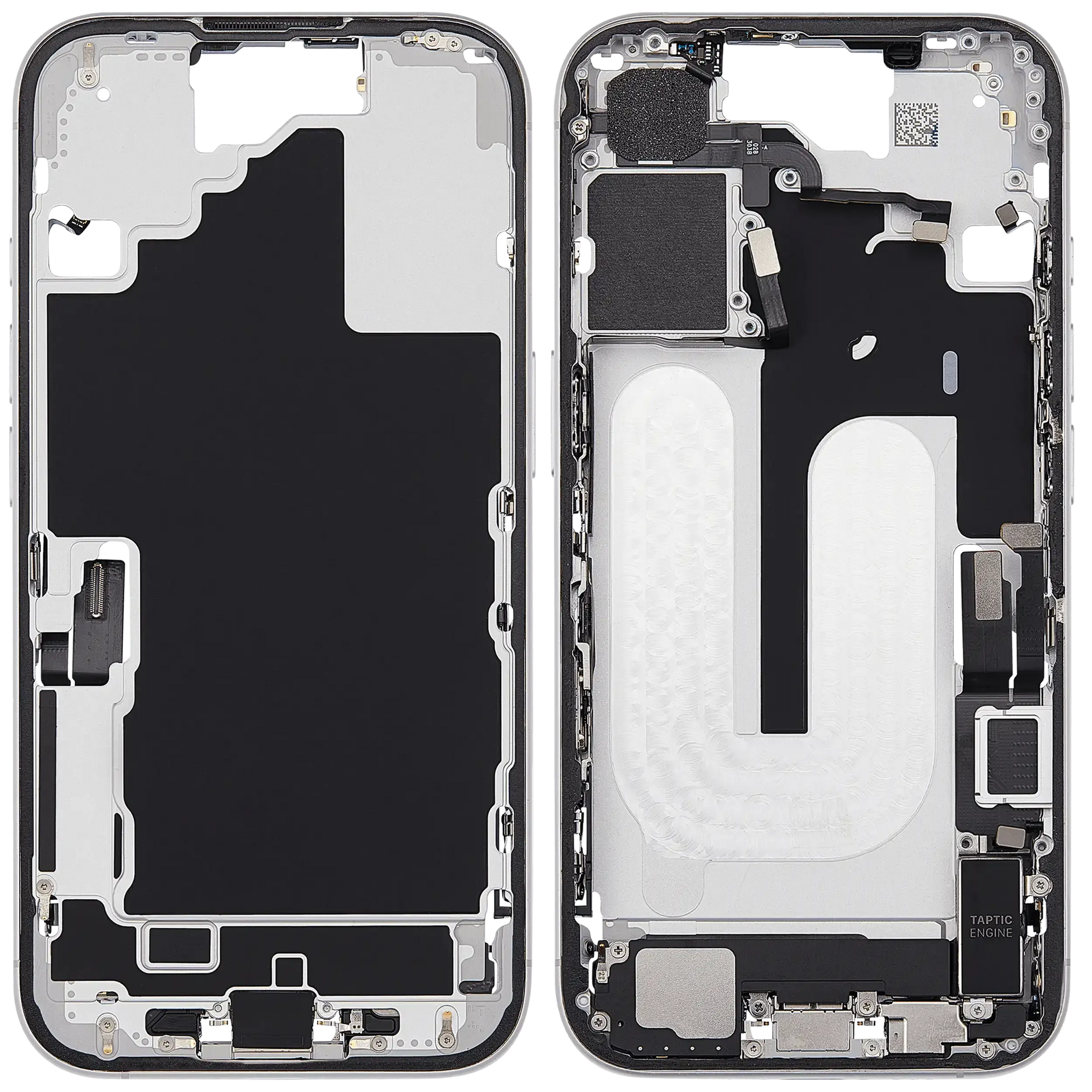 Mid-Frame Housing W/ Charging Port Flex & Small Parts For iPhone 16 (EU / Global Version) (Pull) (White)