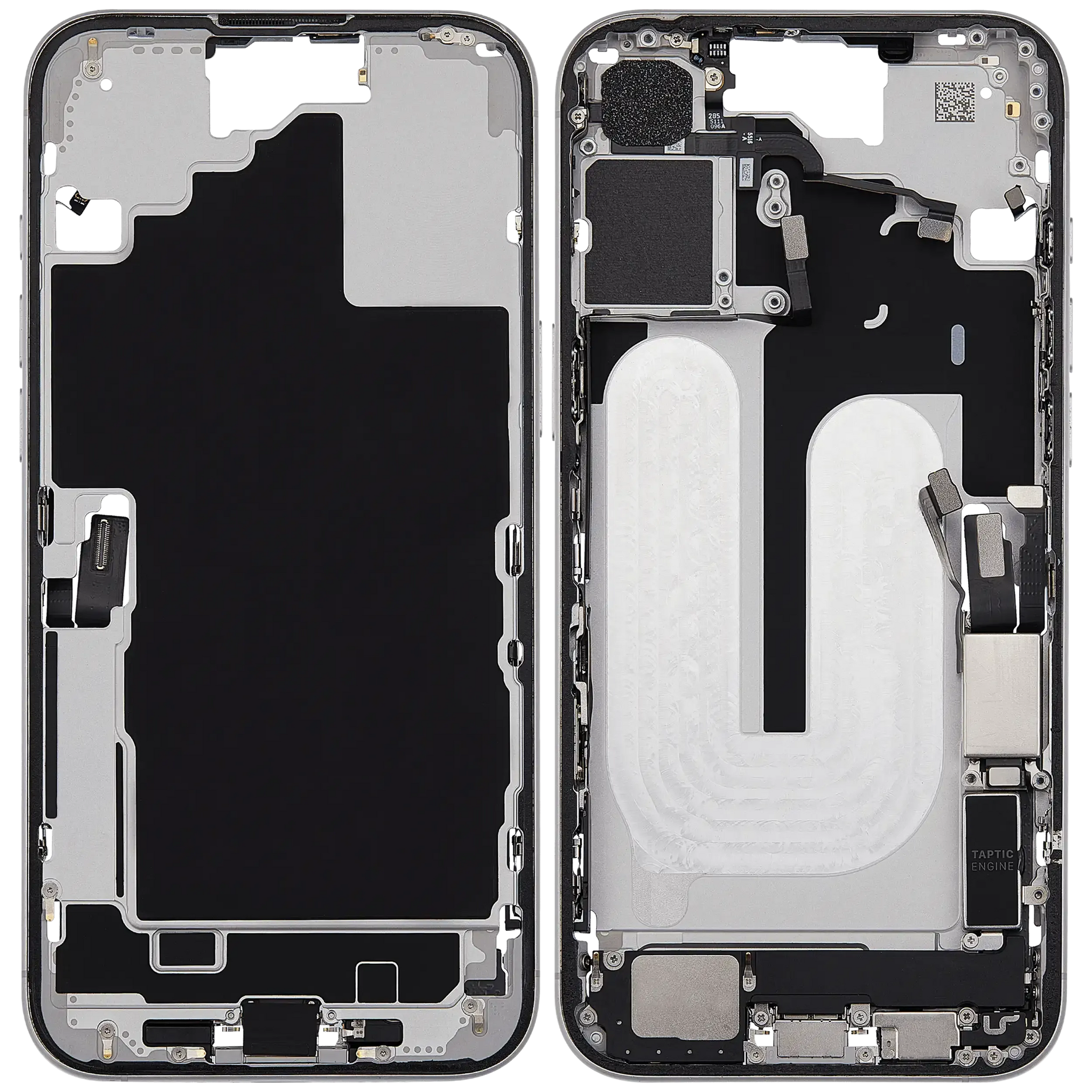 Mid-Frame Housing W/ Charging Port Flex & Small Parts For iPhone 16 Plus (US Version) (Pull) (White)