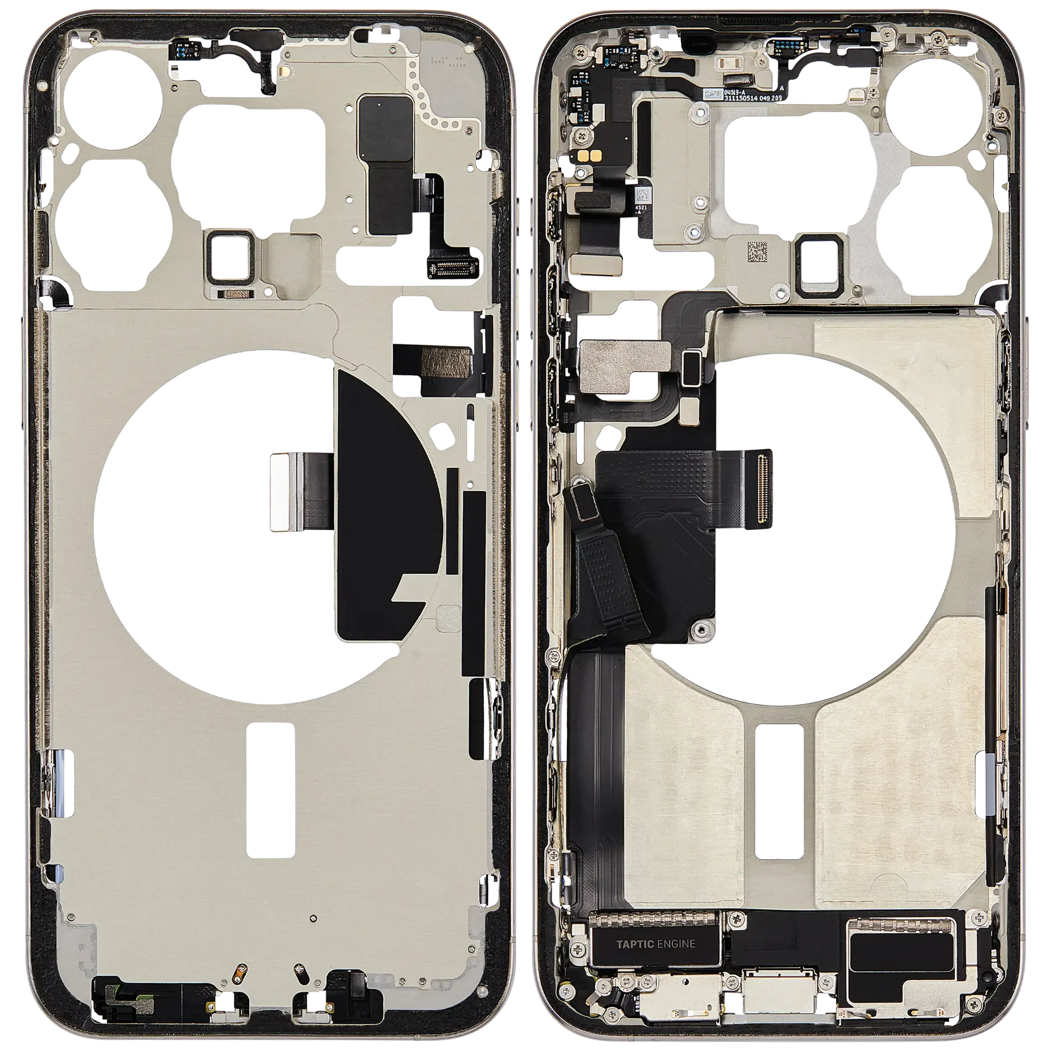 Mid-Frame Housing W/ Charging Port Flex & Small Parts For iPhone 15 Pro Max (US Version) (Pull) (White Titanium)