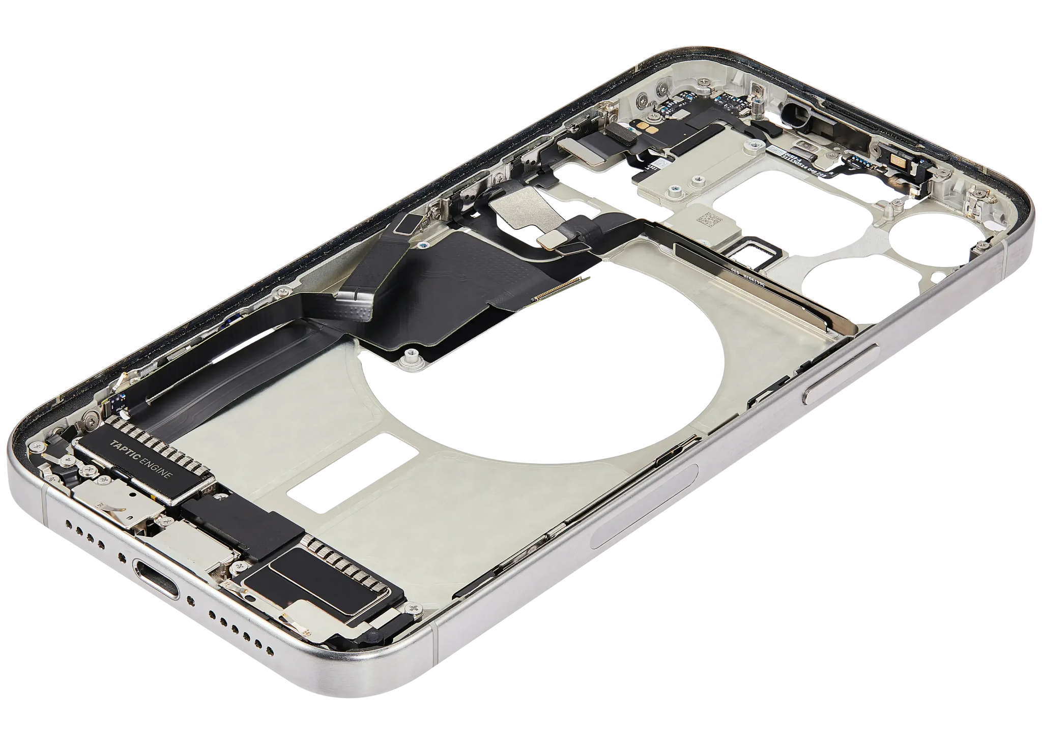 Mid-Frame Housing W/ Charging Port Flex & Small Parts For iPhone 15 Pro Max (US Version) (Pull) (White Titanium)