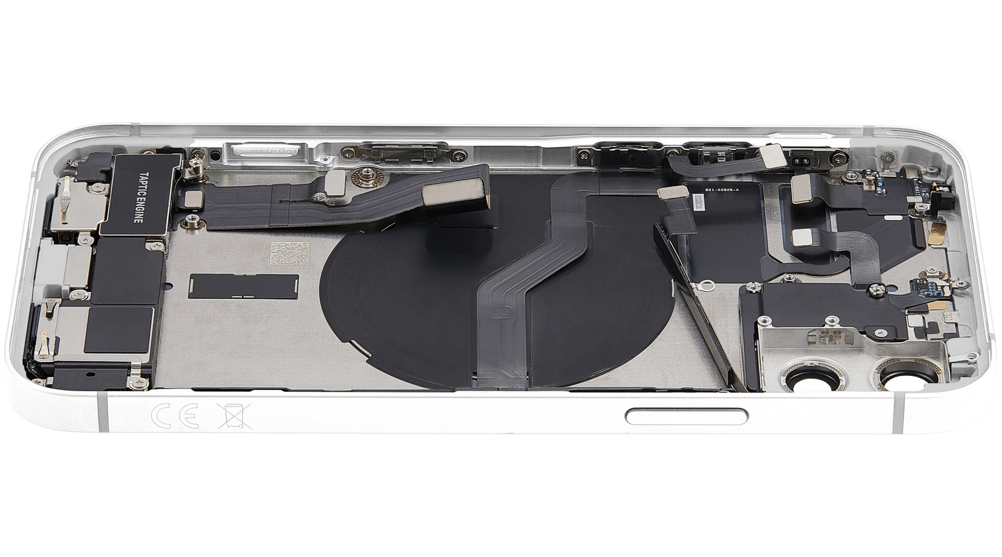 Back Housing W/ Charging Port Flex & Small Parts For iPhone 12 (EU / Global Version) (Used OEM) (Pull) (White)