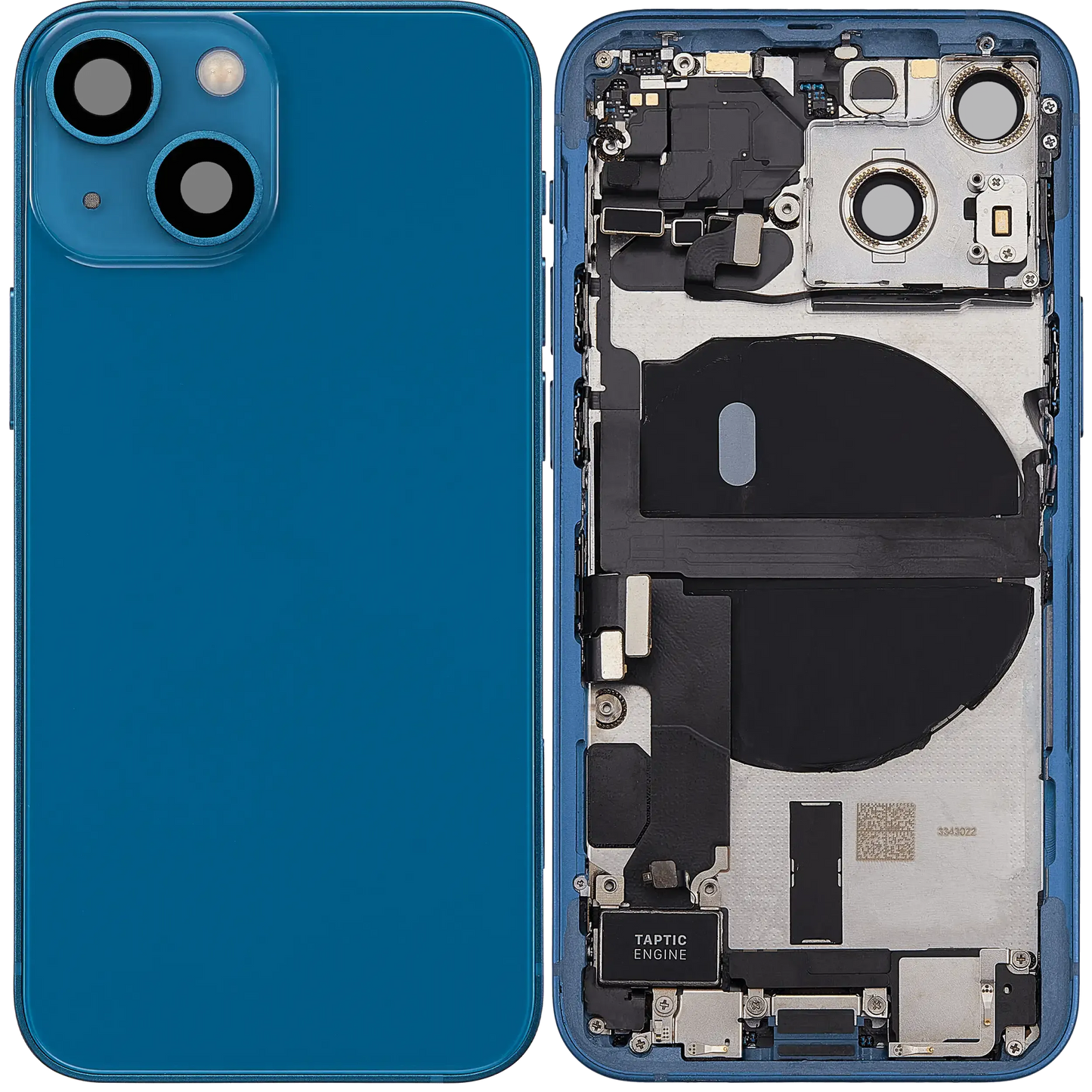 Back Housing W/ Charging Port Flex & Small Parts For iPhone 13 Mini (US Version) (Used OEM) (Pull) (Blue)
