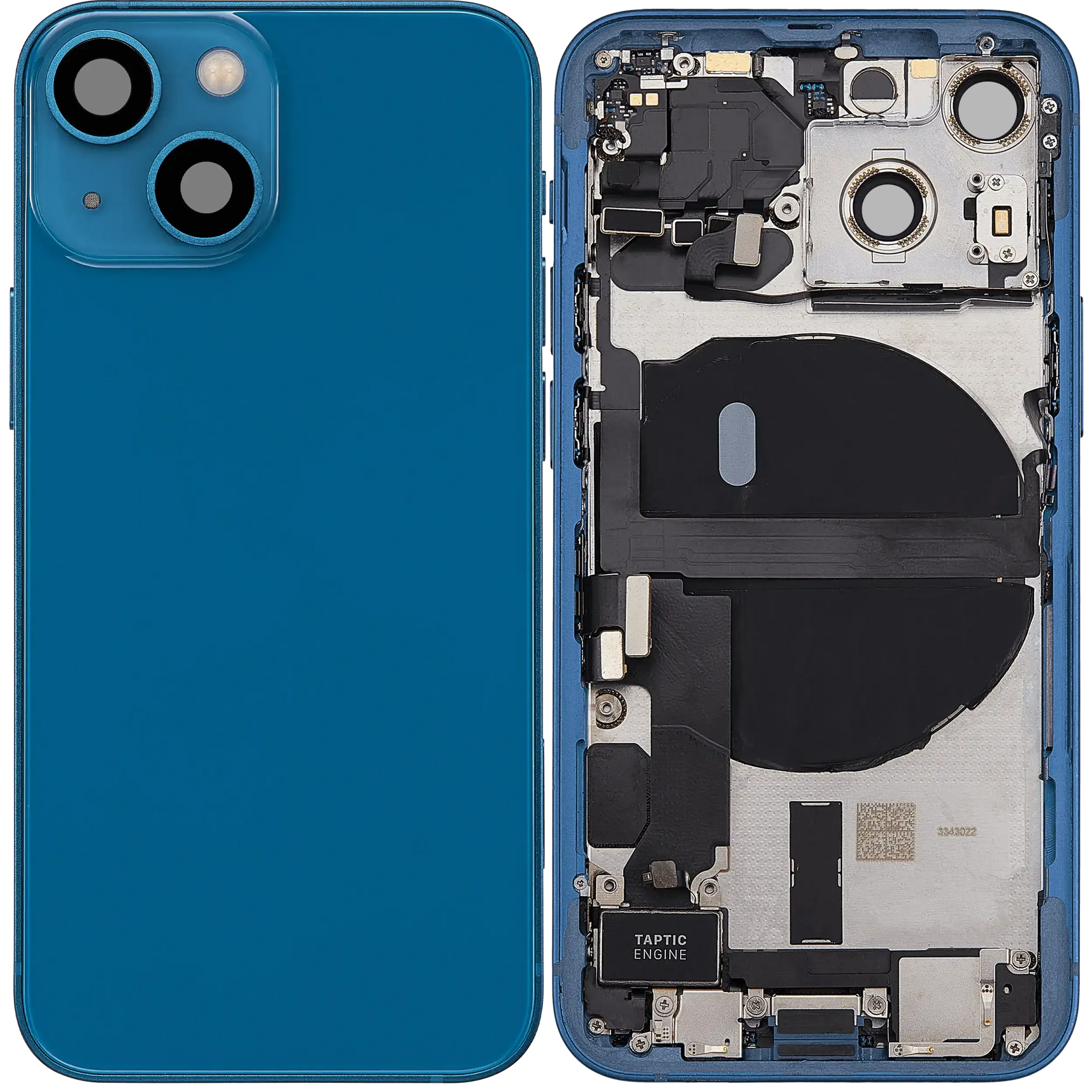Back Housing W/ Charging Port Flex & Small Parts For iPhone 13 Mini (US Version) (Used OEM) (Pull) (Blue)
